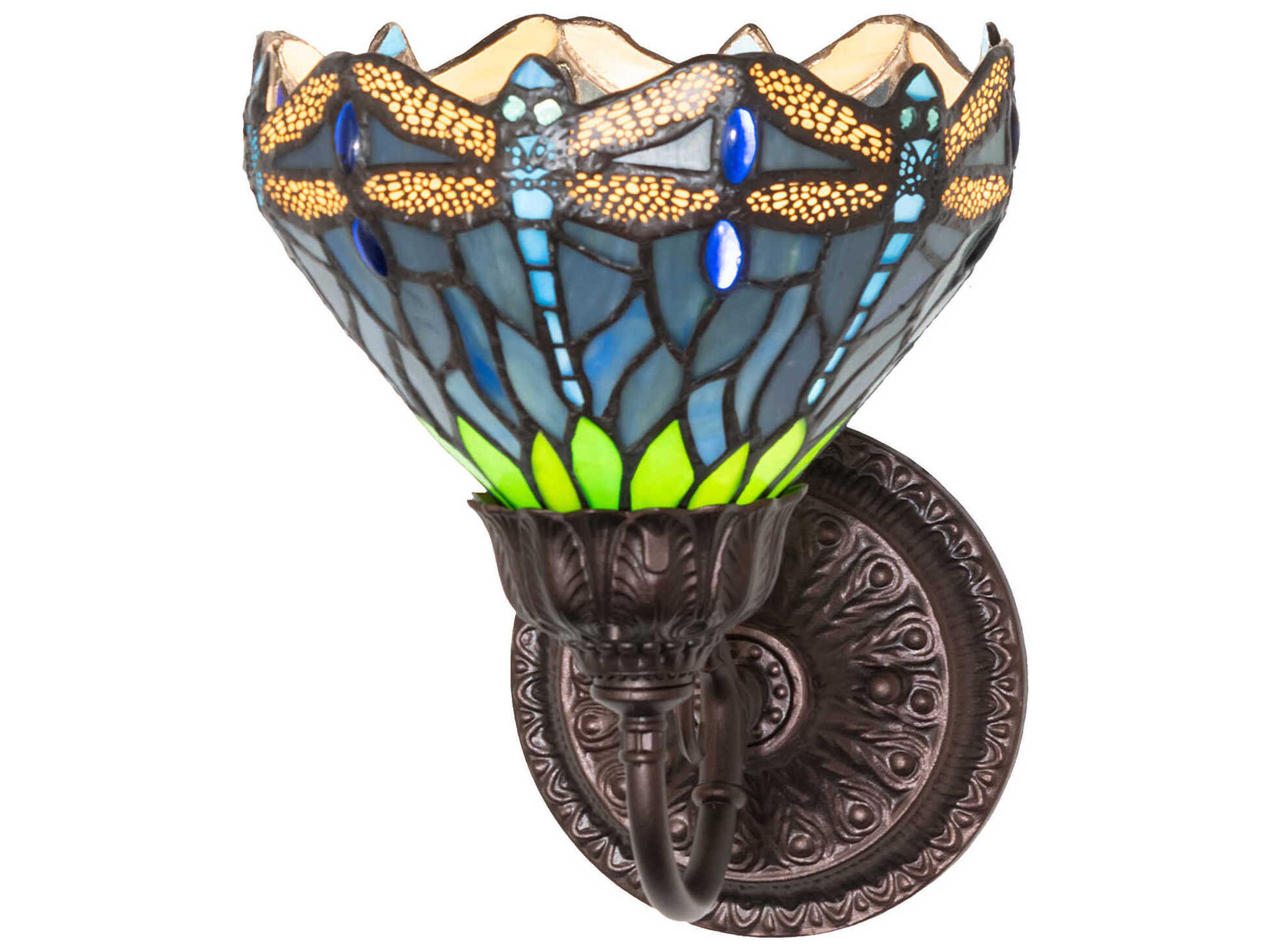 Meyda Tiffany Dragonfly 1-Light Mahogany Bronze Traditional Wall Sconce
