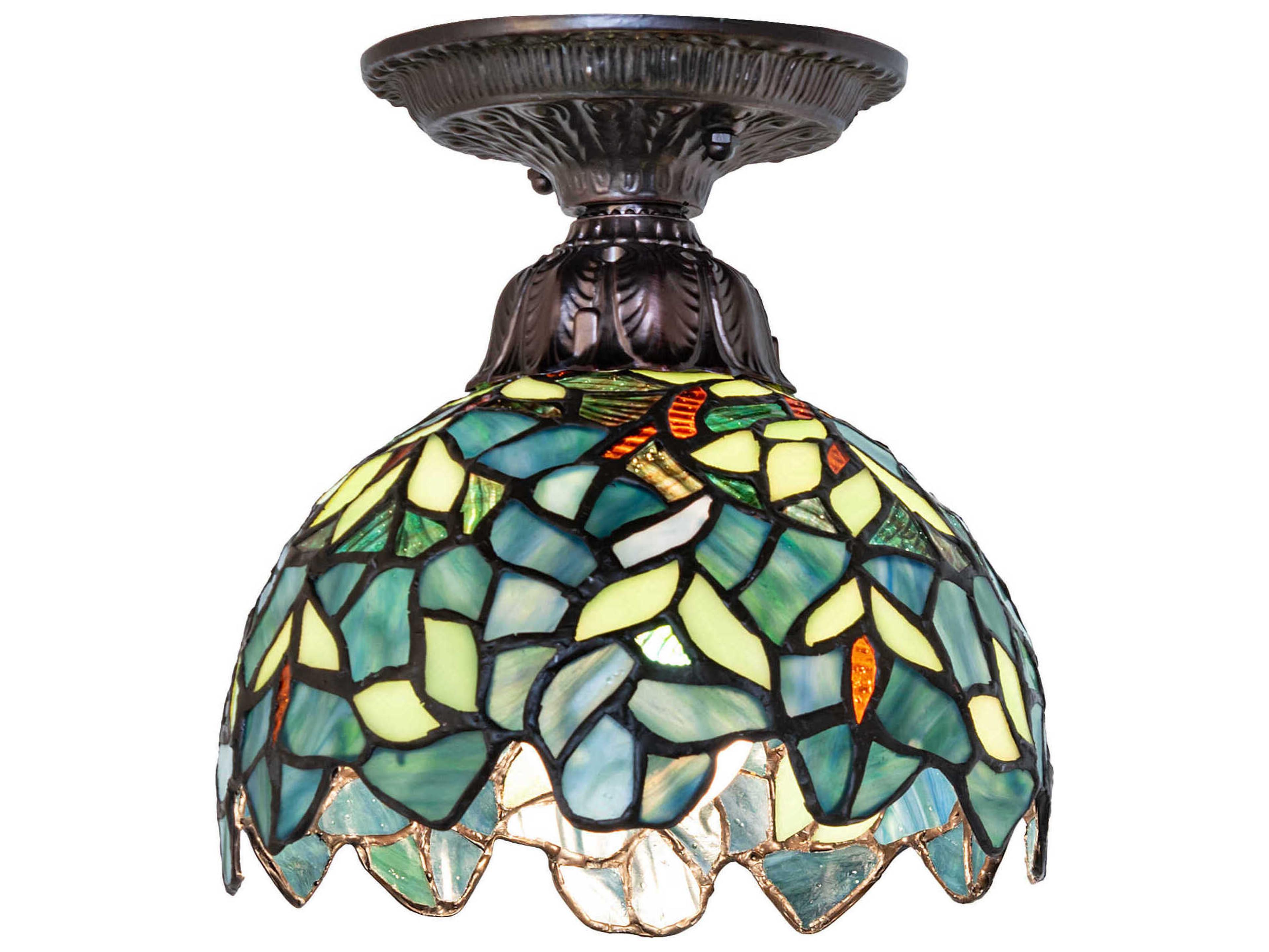 Meyda Nightfall Wisteria 1-Light Bronze Traditional Dome Flush Mount