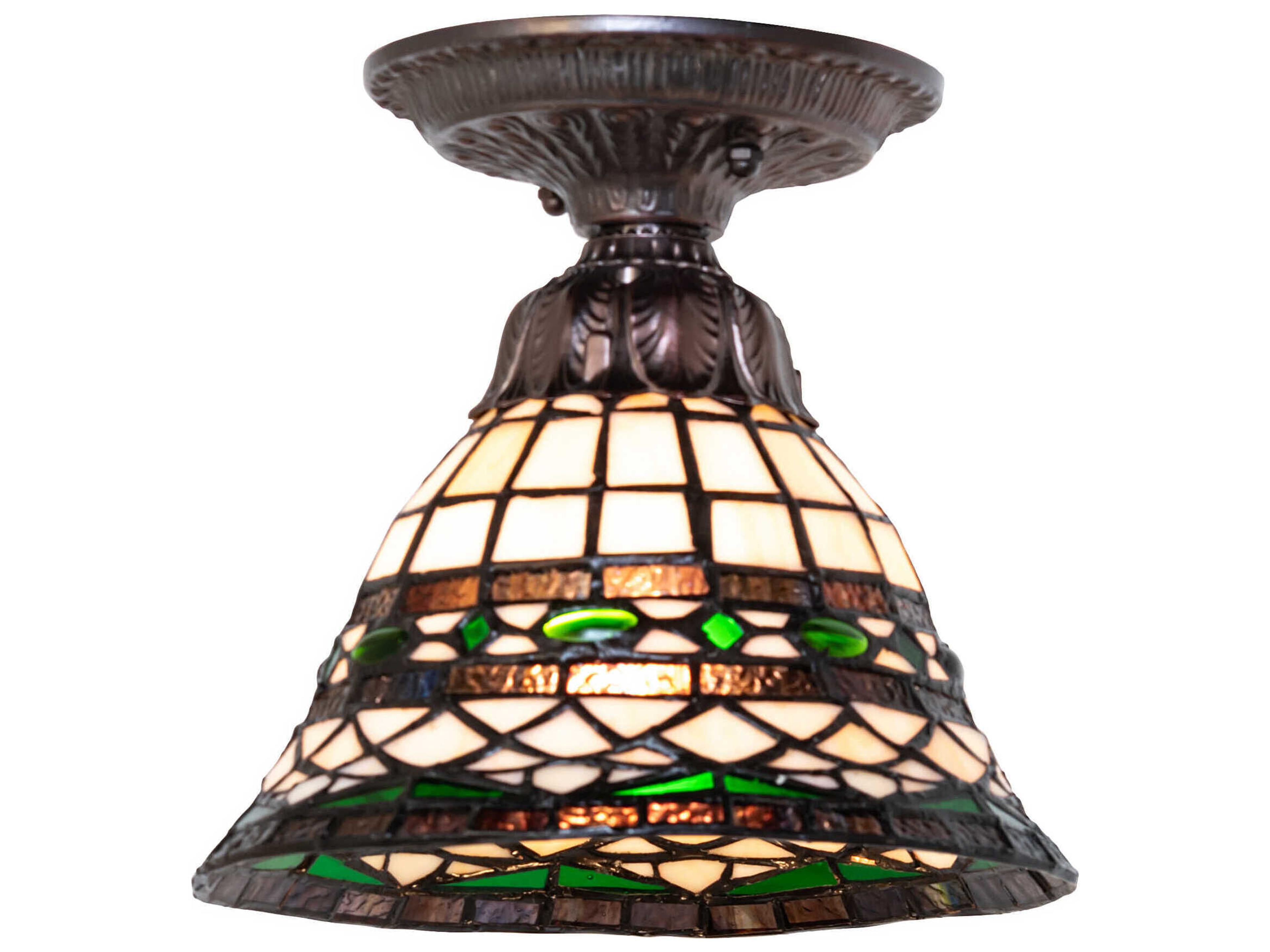 Meyda Tiffany Roman 1-Light Mahogany Bronze Traditional Flush Mount