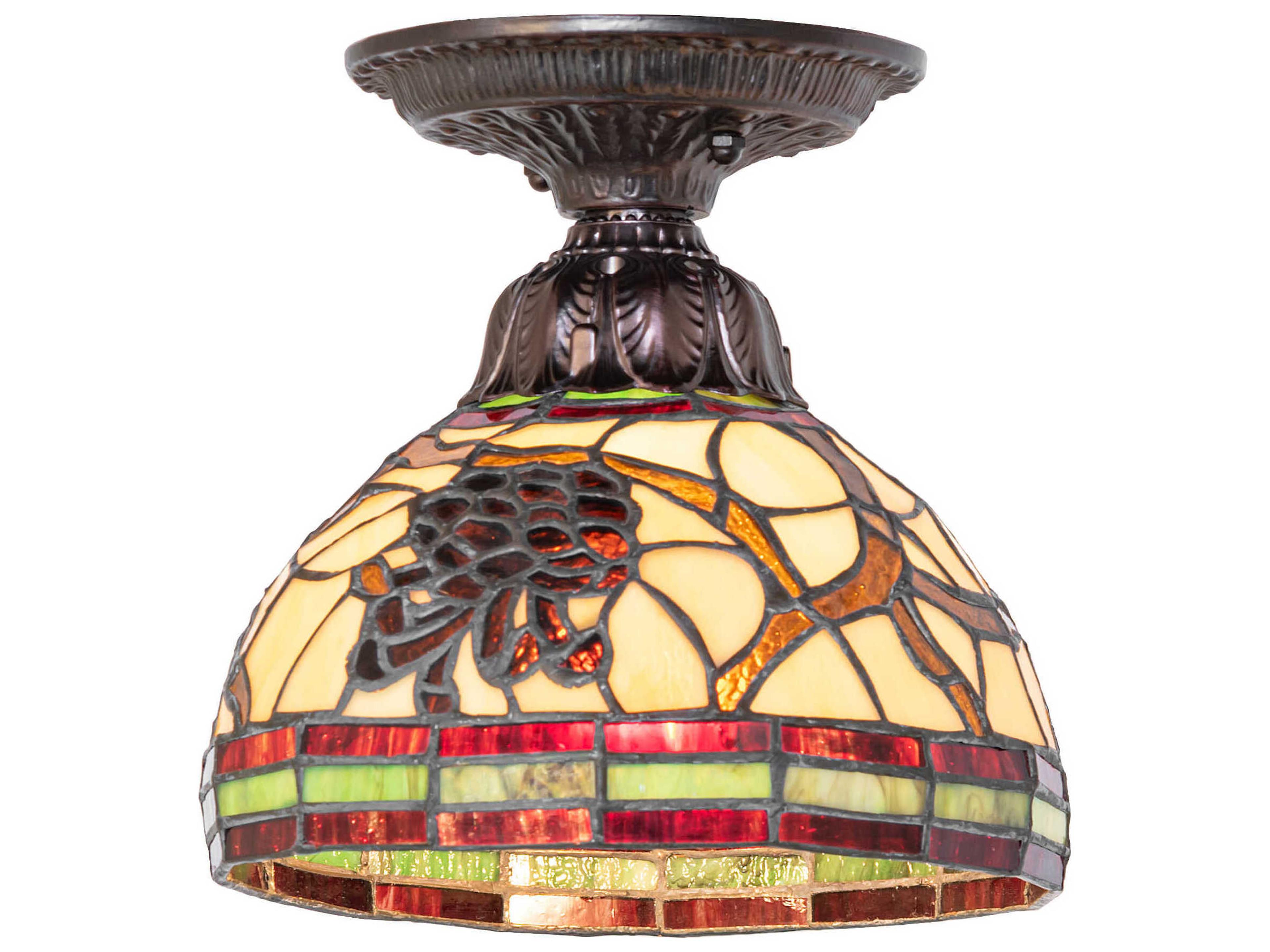 Meyda Pinecone 1-Light Mahogany Bronze Traditional Dome Flush Mount