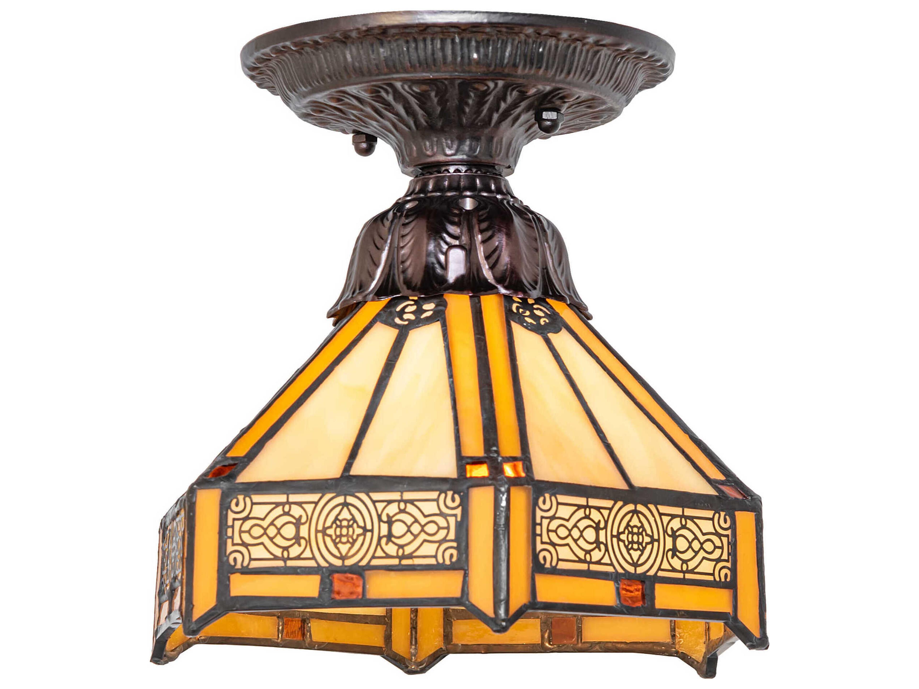 Meyda Peaches 1-Light Mahogany Bronze Traditional Flush Mount