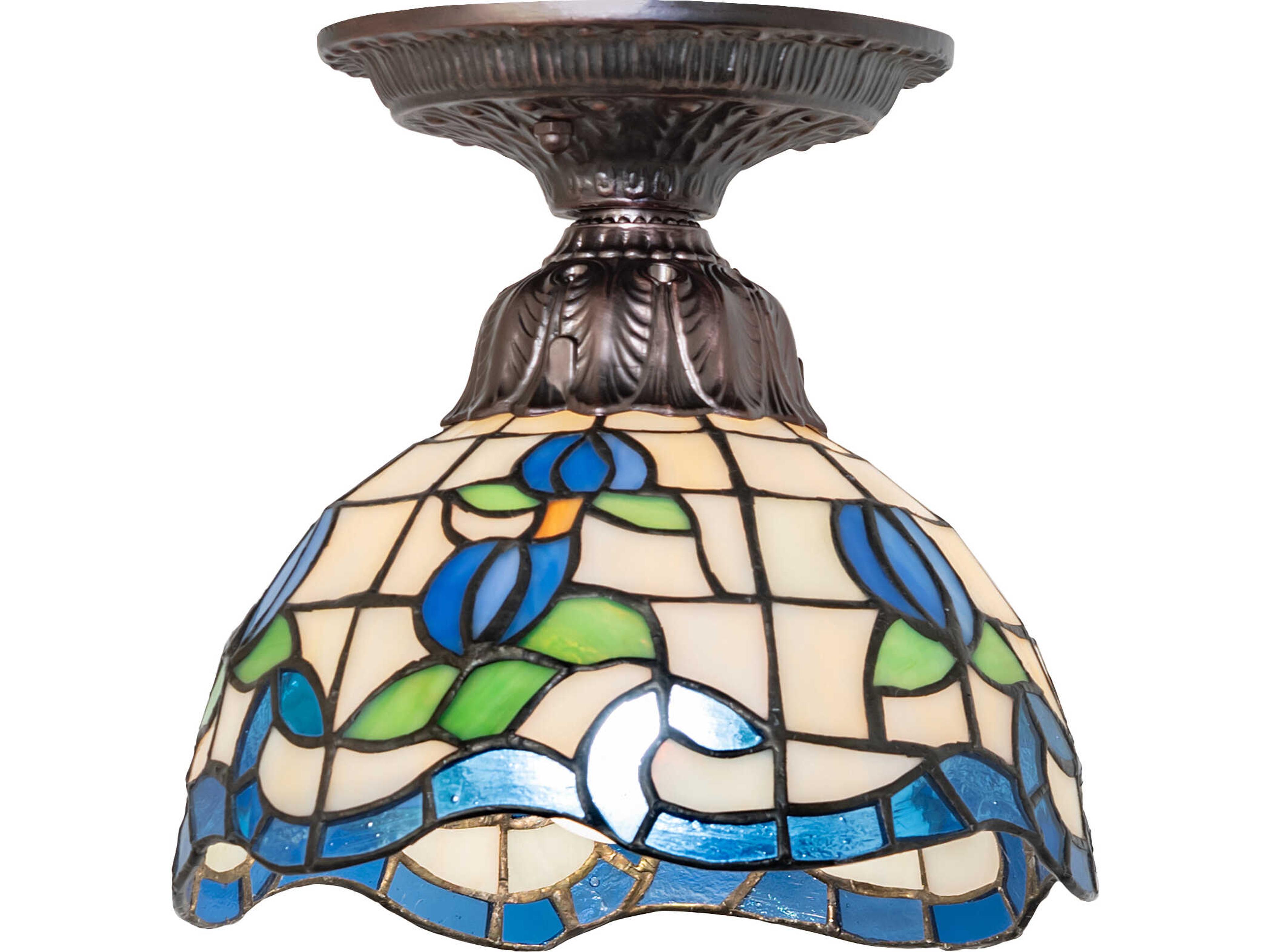 Meyda Roseborder 1-Light Bronze Traditional Flush Mount