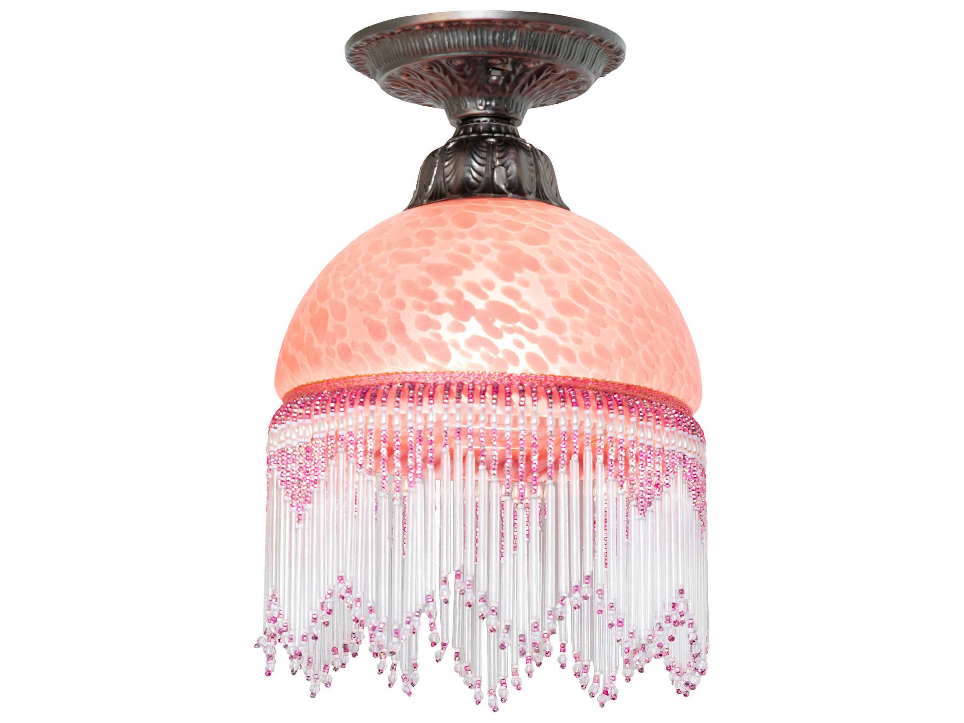Meyda Roussillon 1-Light Mahogany Bronze Pink Traditional Dome Flush Mount