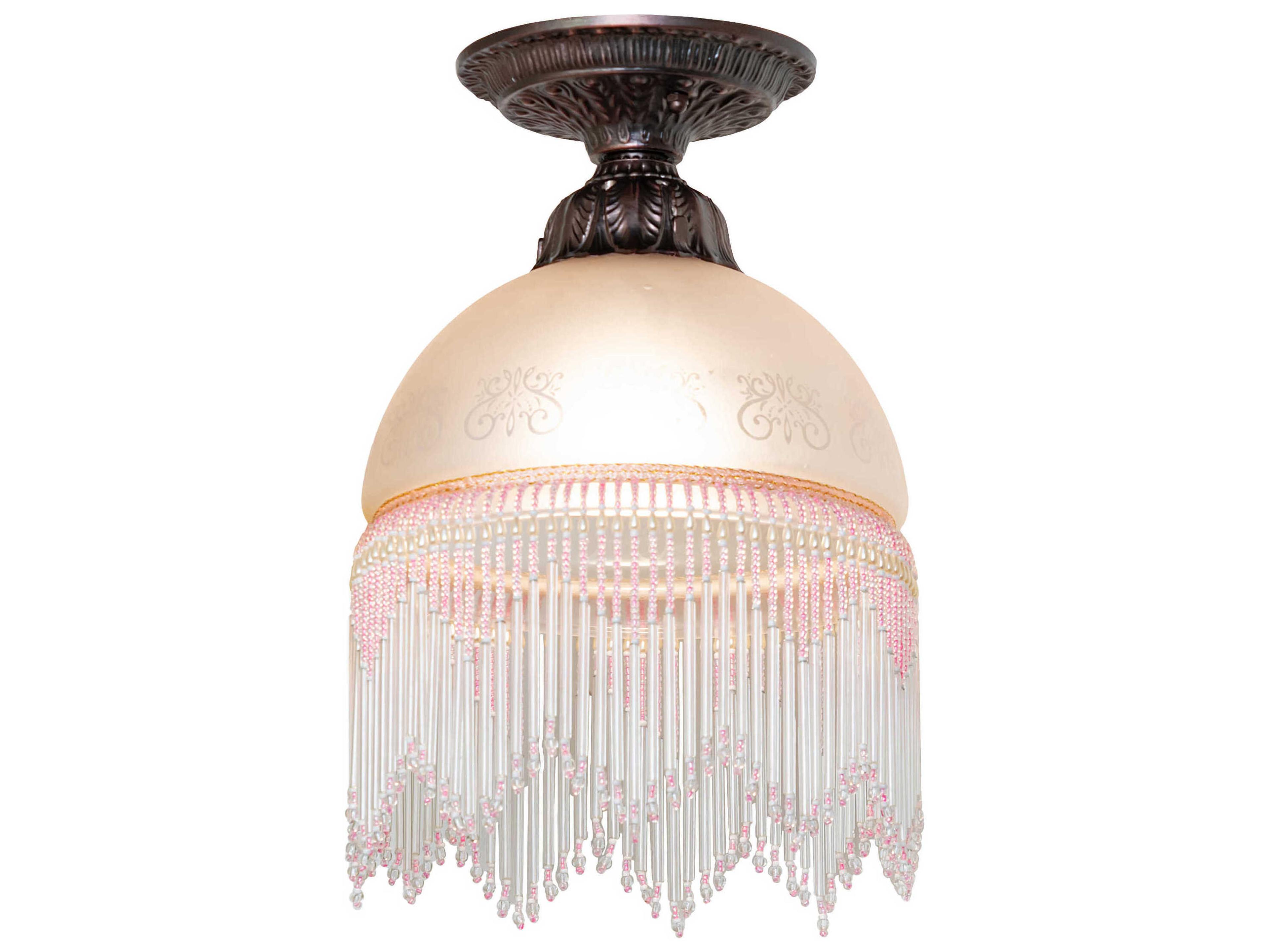 Meyda Roussillon 1-Light Mahogany Bronze White Traditional Dome Flush Mount