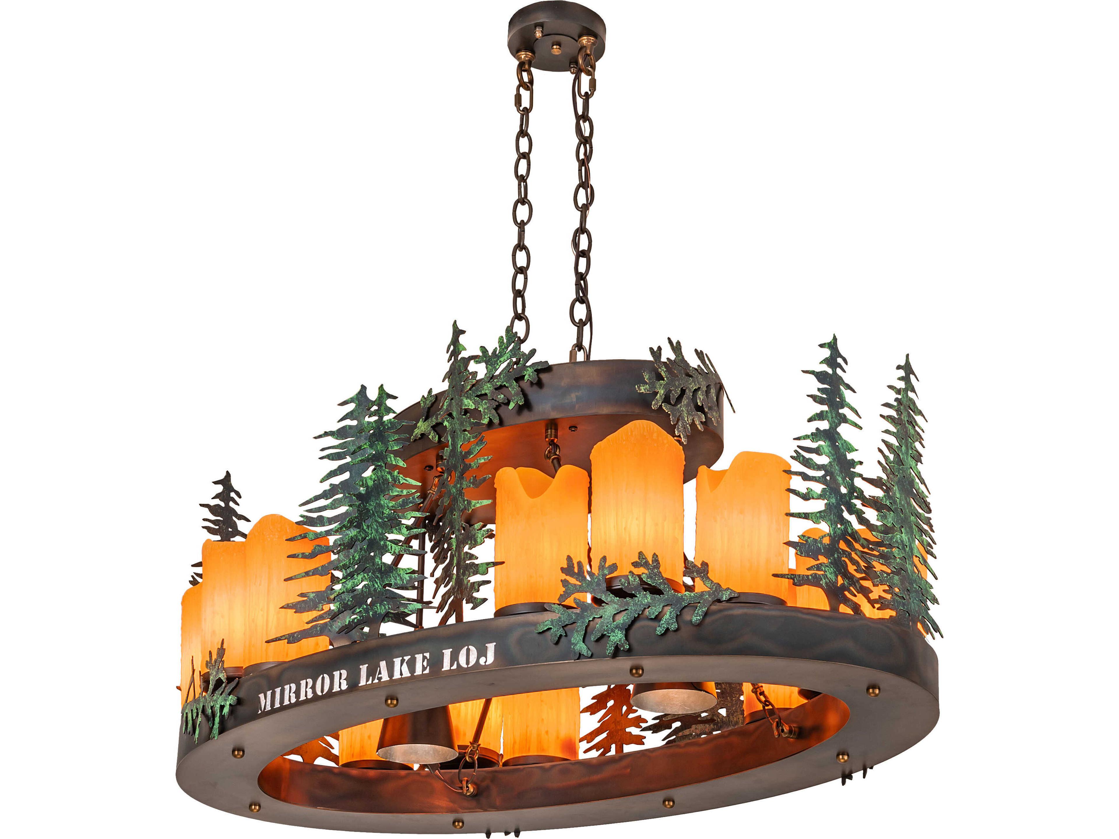 Meyda Mirror Lake Loj 2-Light Silver Mica Copper Island Pendant