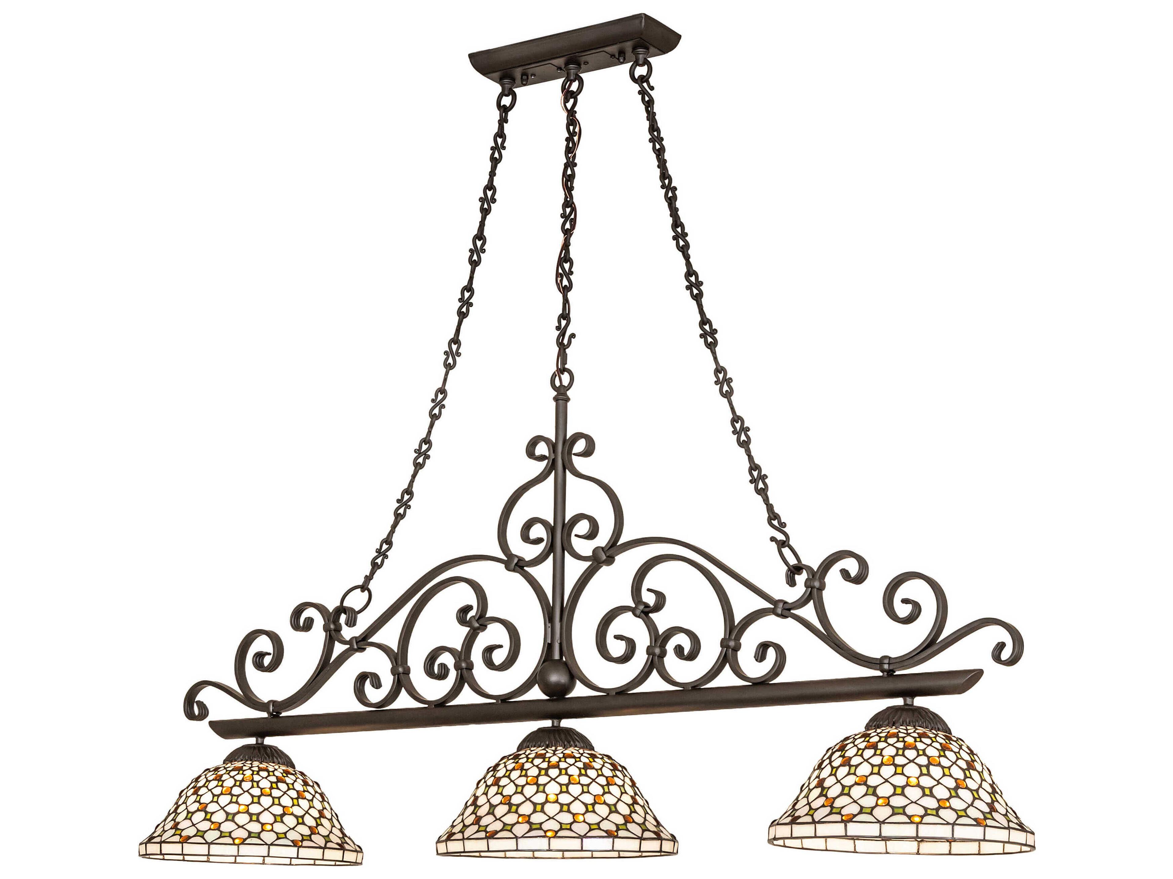 Meyda Diamond And Jewel 3-Light Oil Rubbed Bronze Traditional Dome Island Pendant
