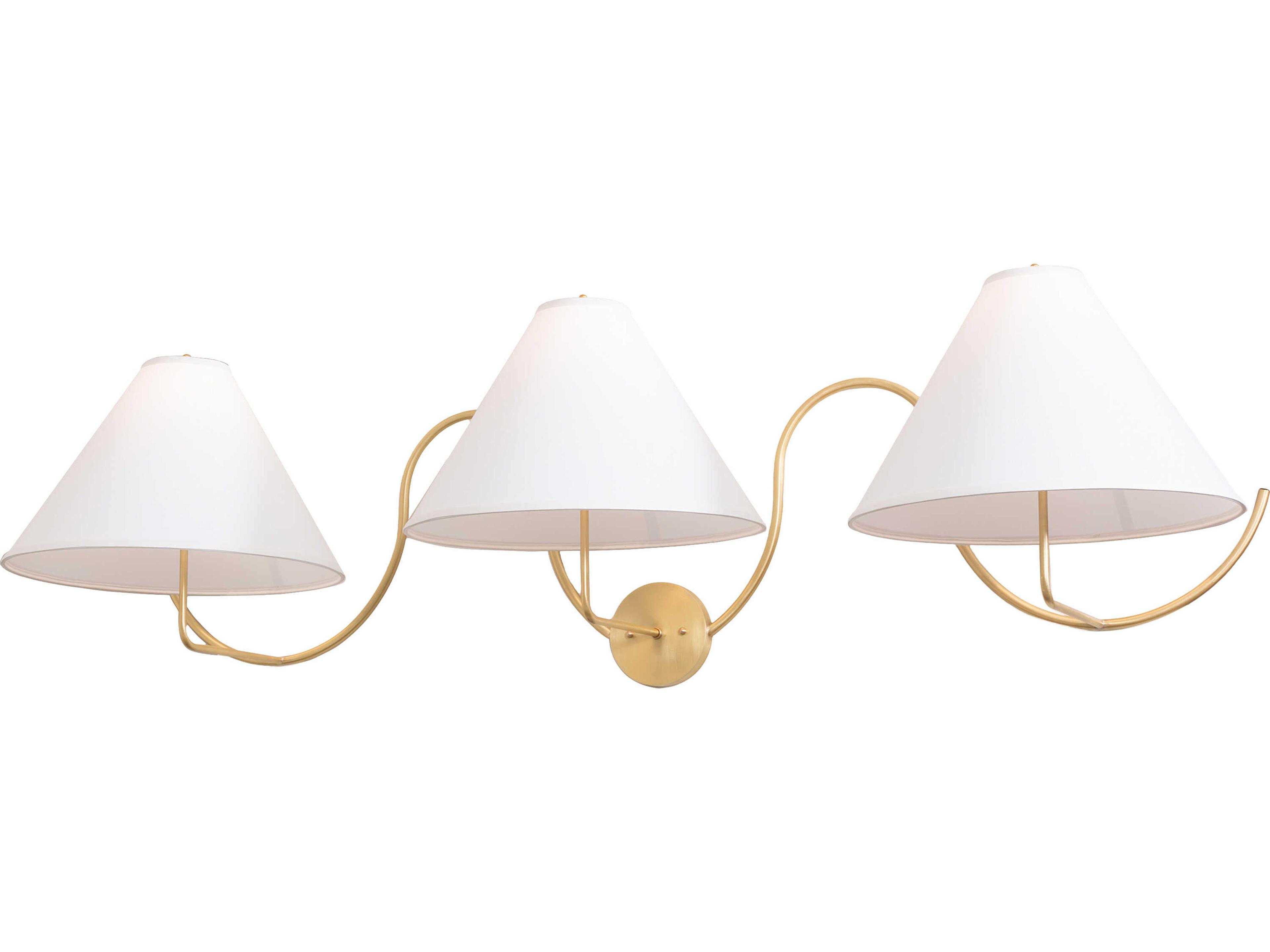 Meyda Soundwave 3-Light White Butcher Linen Brass Wall Sconce