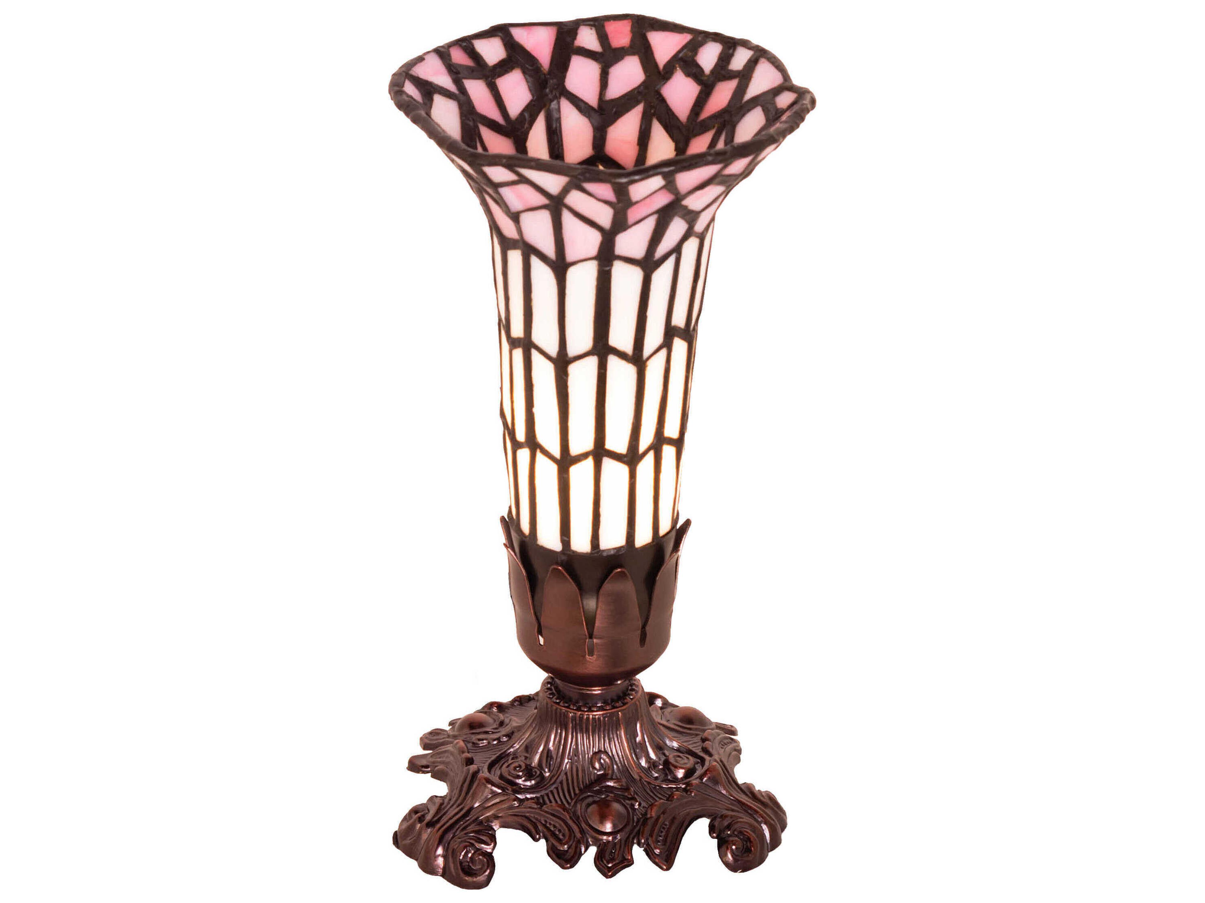 Meyda Pond Lily Mahogany Bronze Glass Tiffany Table Lamp