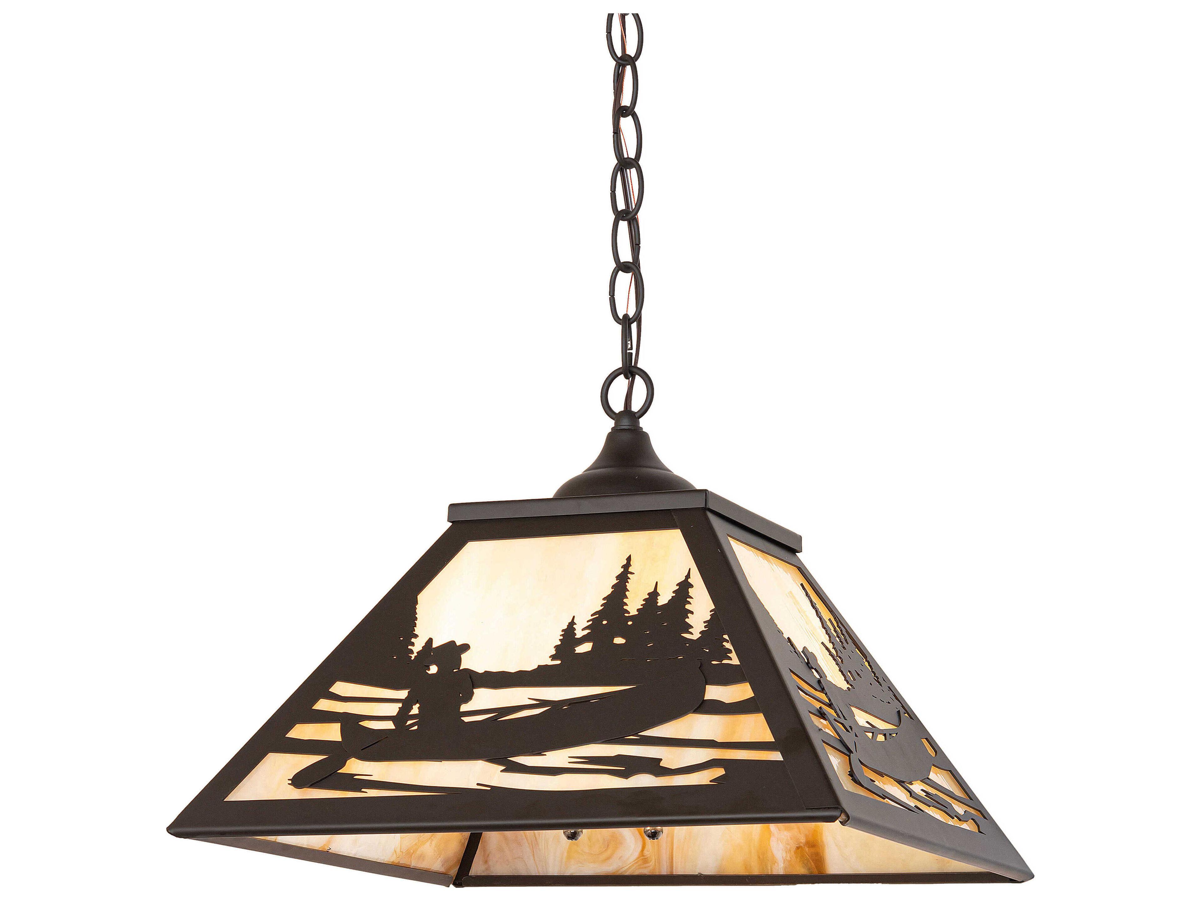Meyda Canoe At Lake 2-Light Oil Rubbed Bronze Pendant