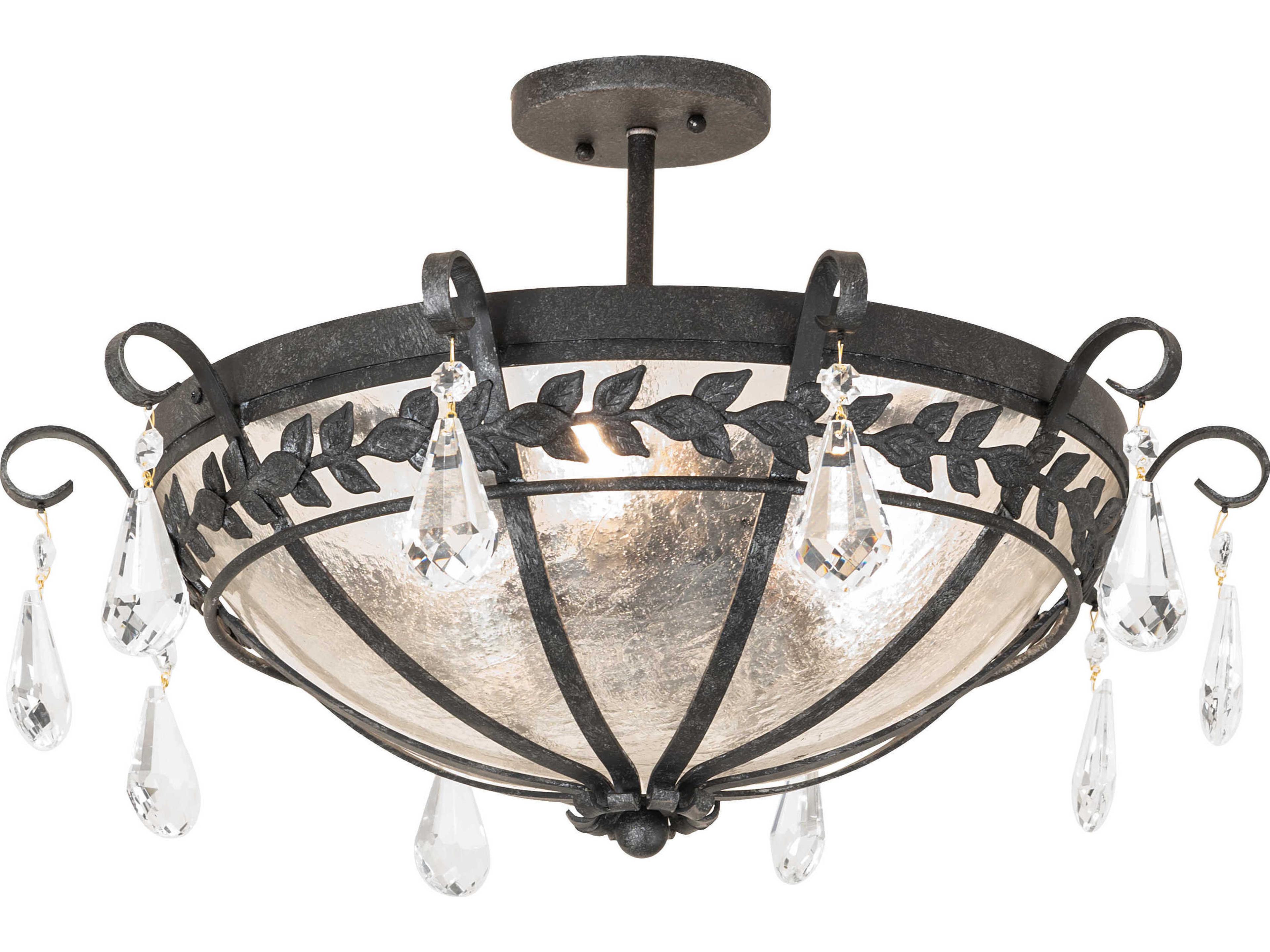 Meyda Florentine 3-Light Smoke Semi Flush Mount
