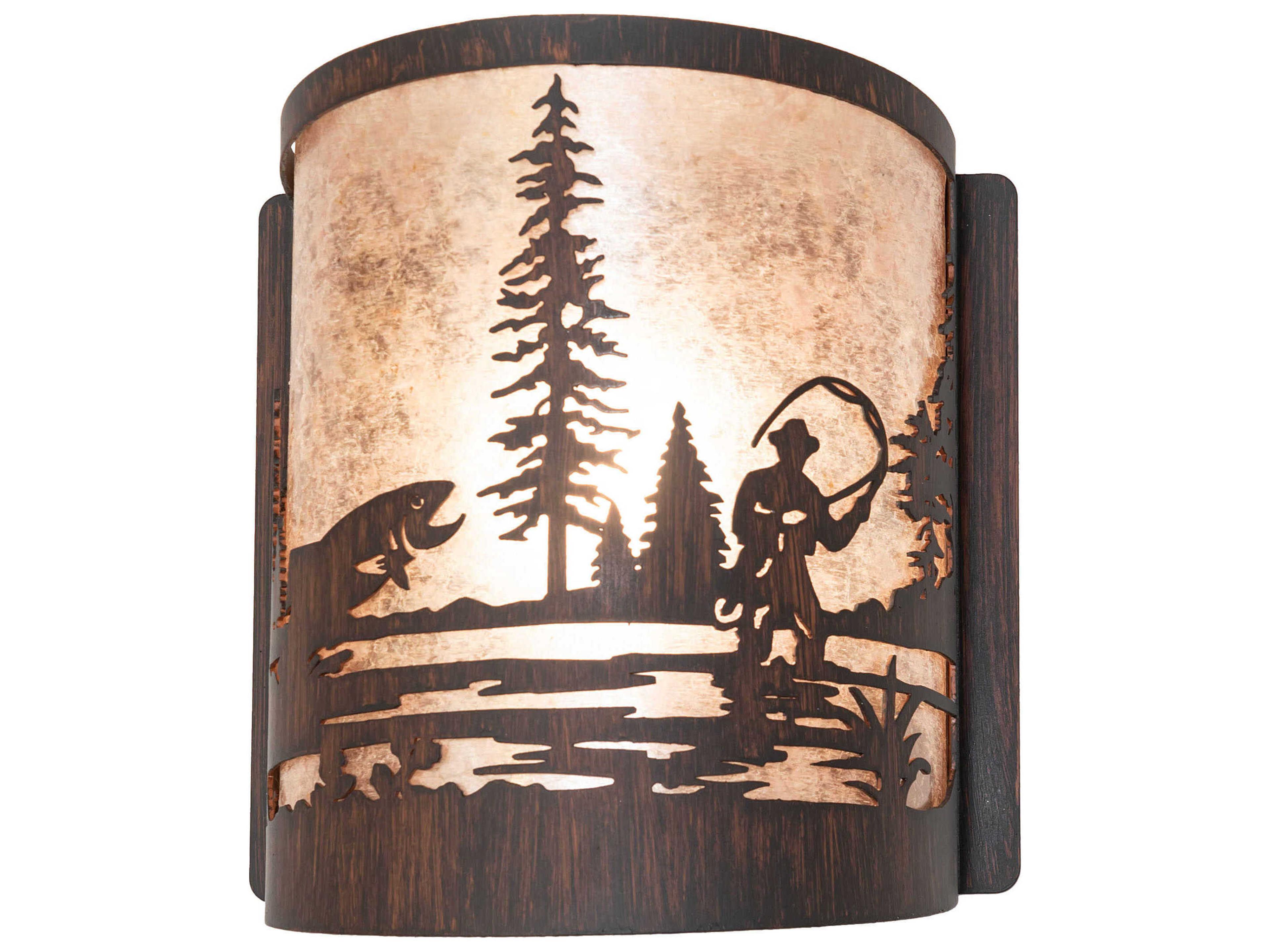 Meyda Fly Fishing 1-Light Driftwood Brown Wall Sconce