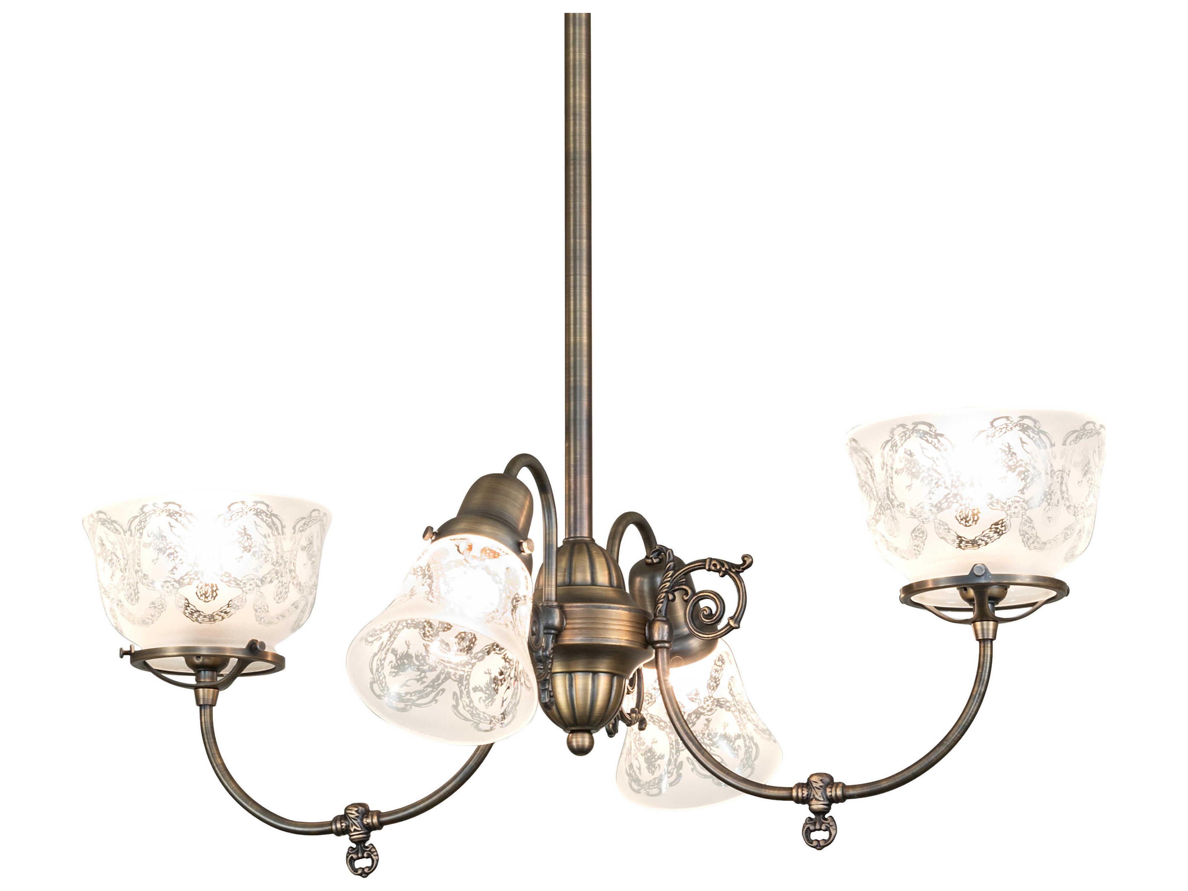 Meyda Revival Gas & Electric 4-Light Antique Brass Chandelier