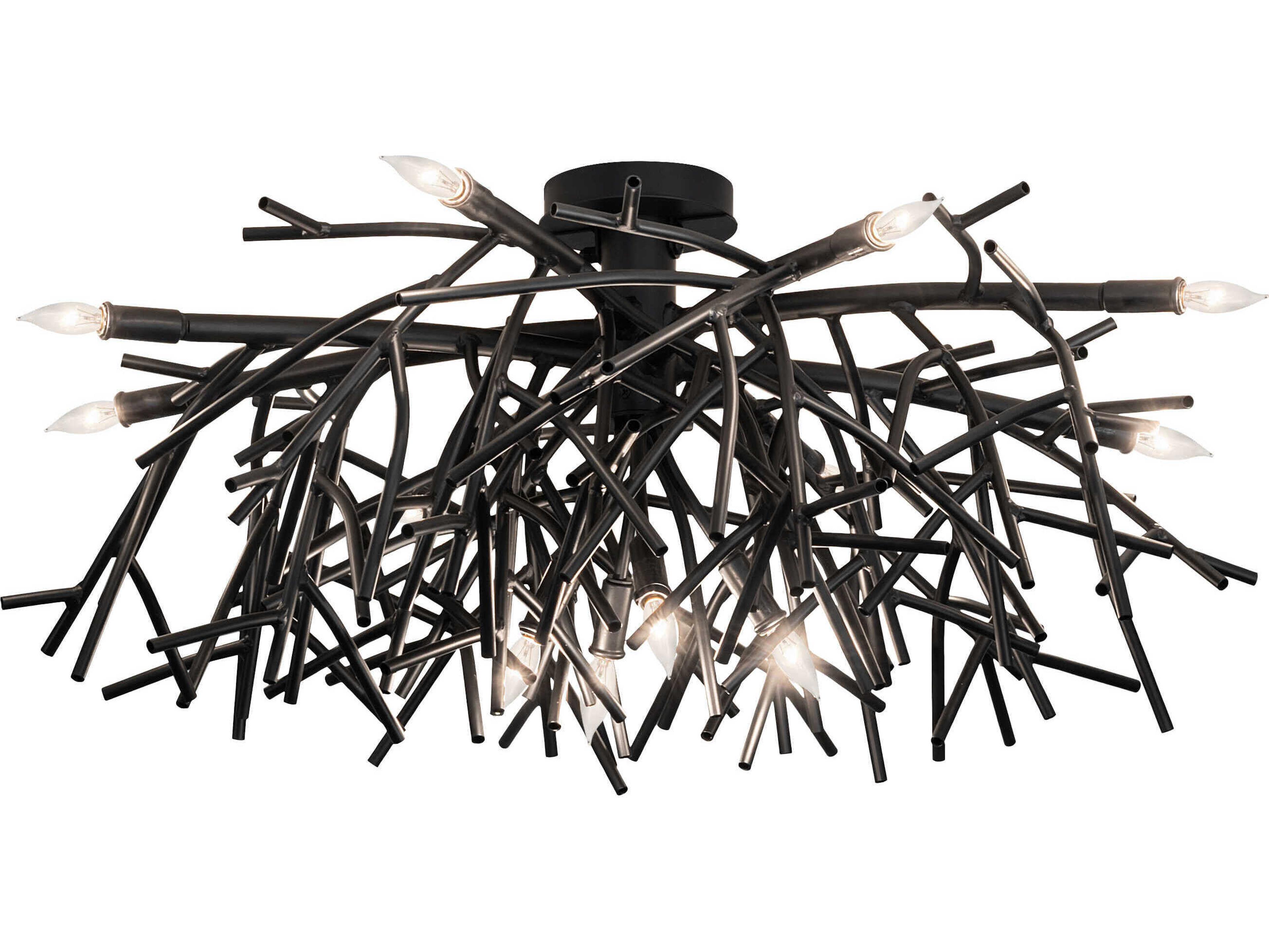 Meyda Thicket 12-Light Blackwash Flush Mount