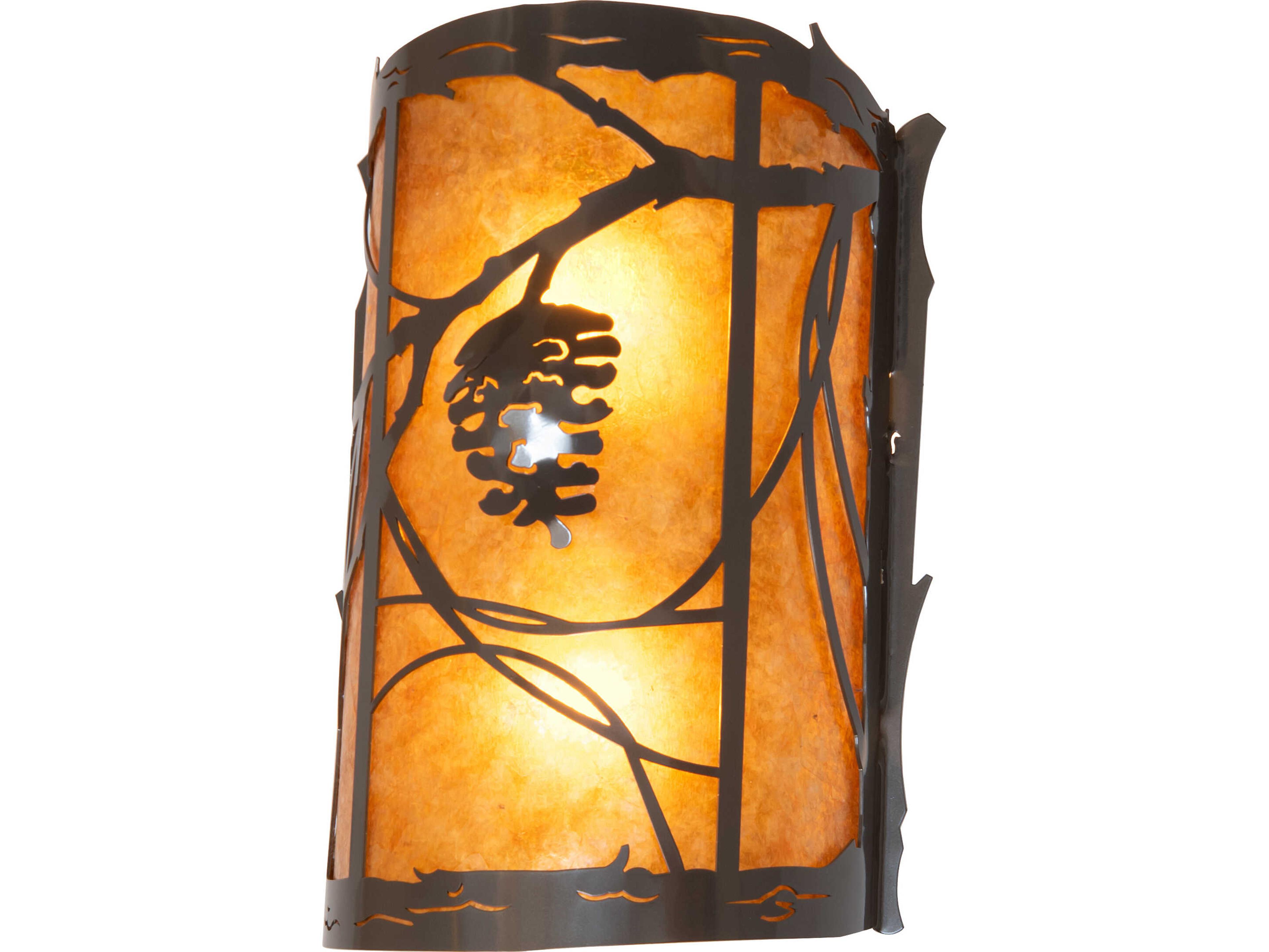 Meyda Whispering Pines 2-Light Amber Mica Bronze Traditional Wall Sconce