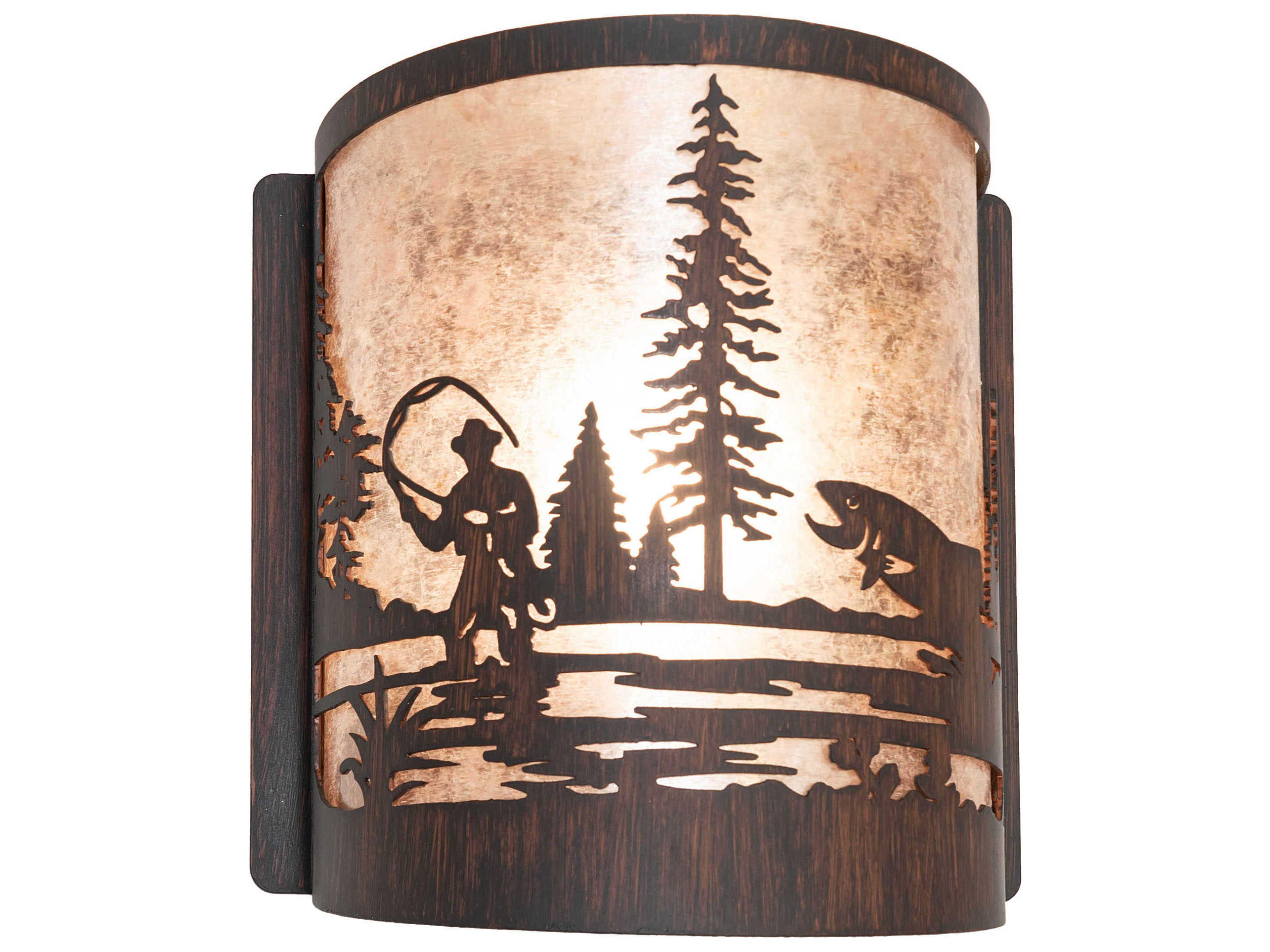 Meyda Fly Fishing 1-Light Driftwood Brown Wall Sconce