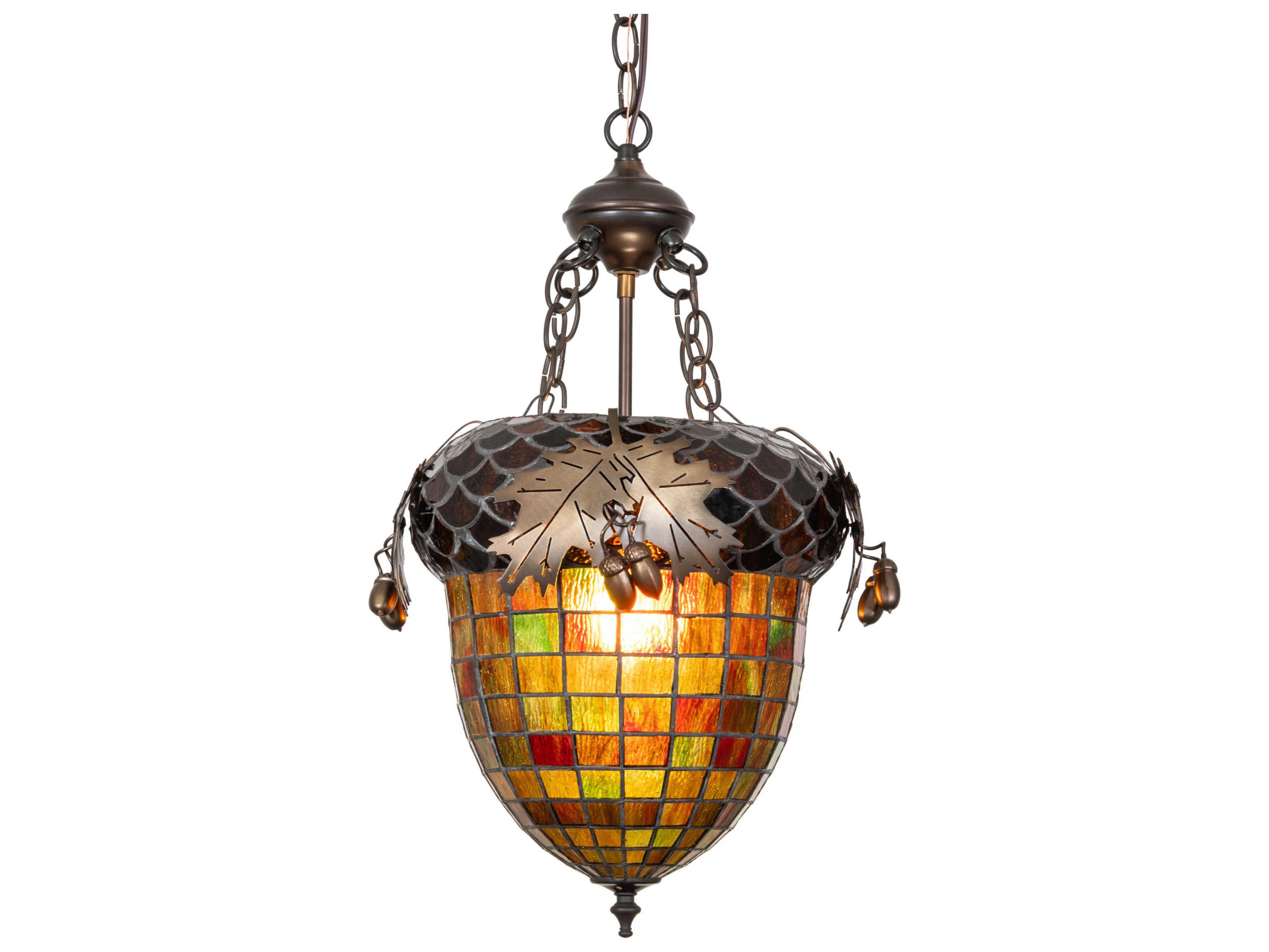 Meyda Oak Leaf and Acorn 1-Light Antique Copper Pendant