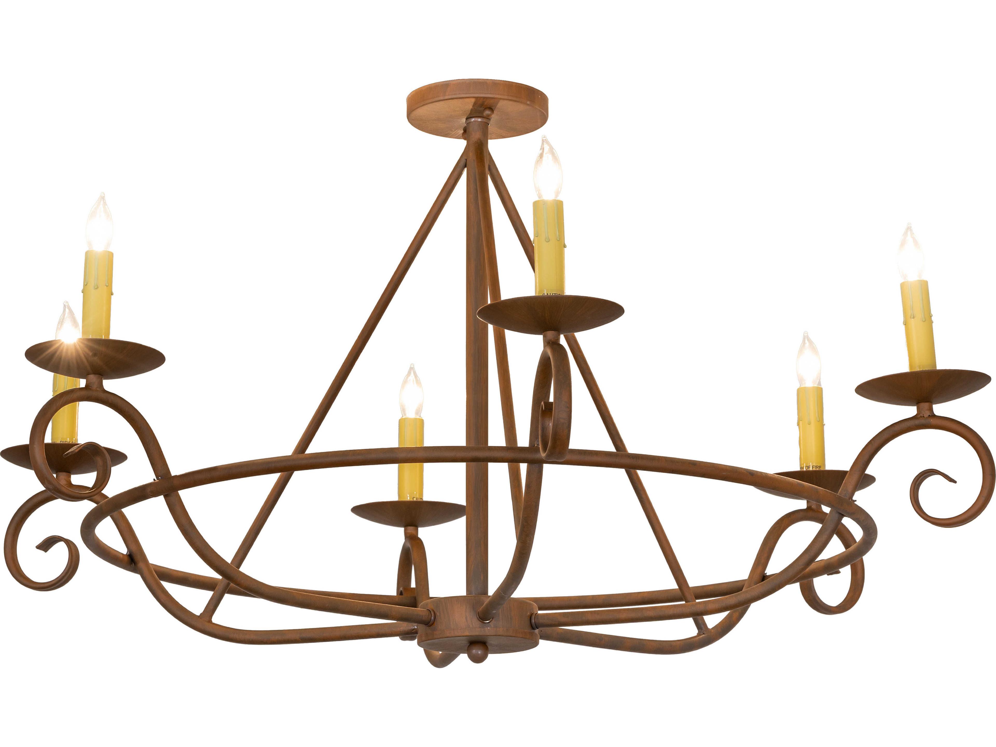 Meyda Estrella 6-Light Rustic Iron Copper Traditional Semi Flush Mount