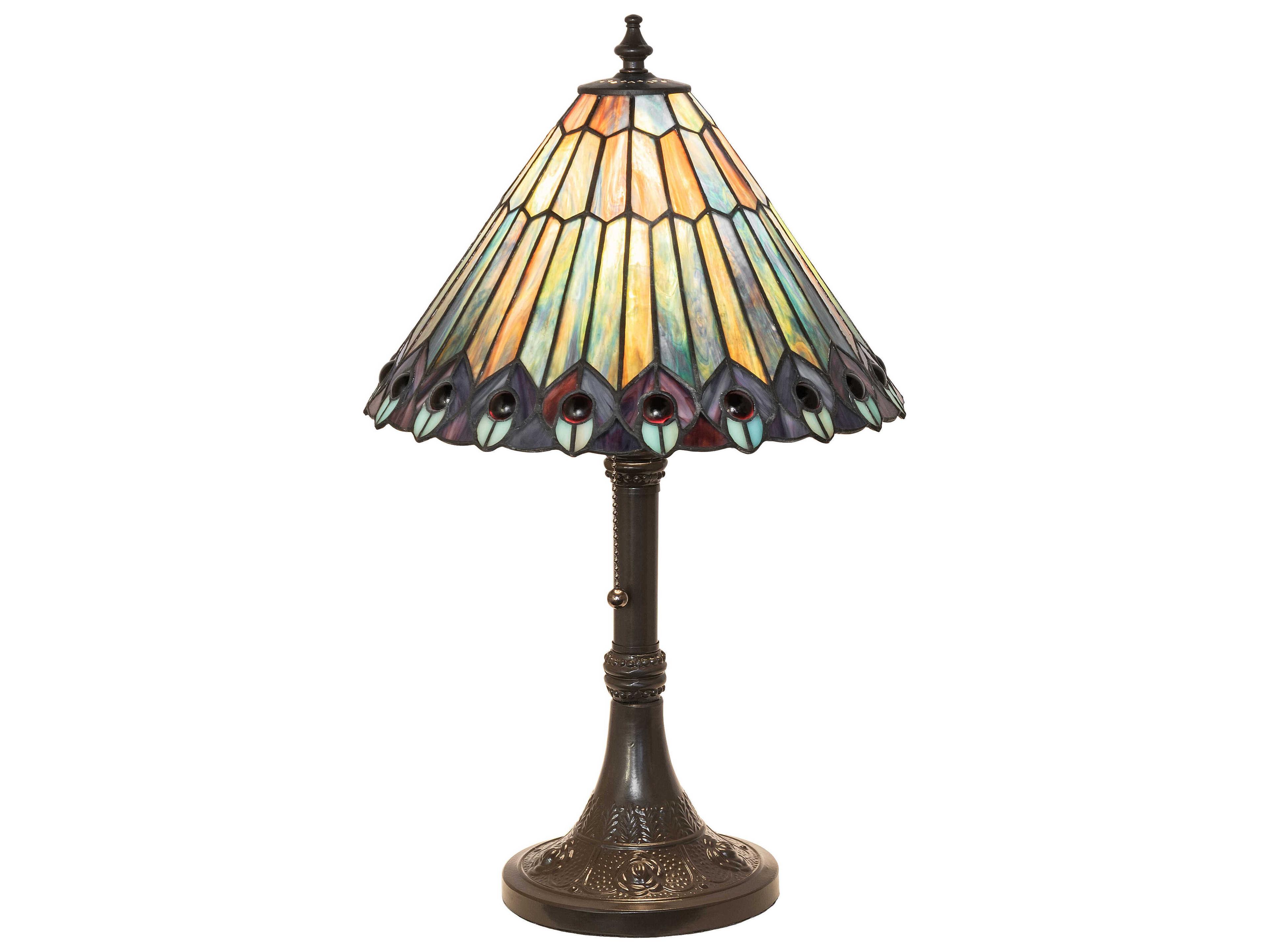 Meyda Tiffany Jeweled Peacock 1-Light Timeless Bronze Table Lamp