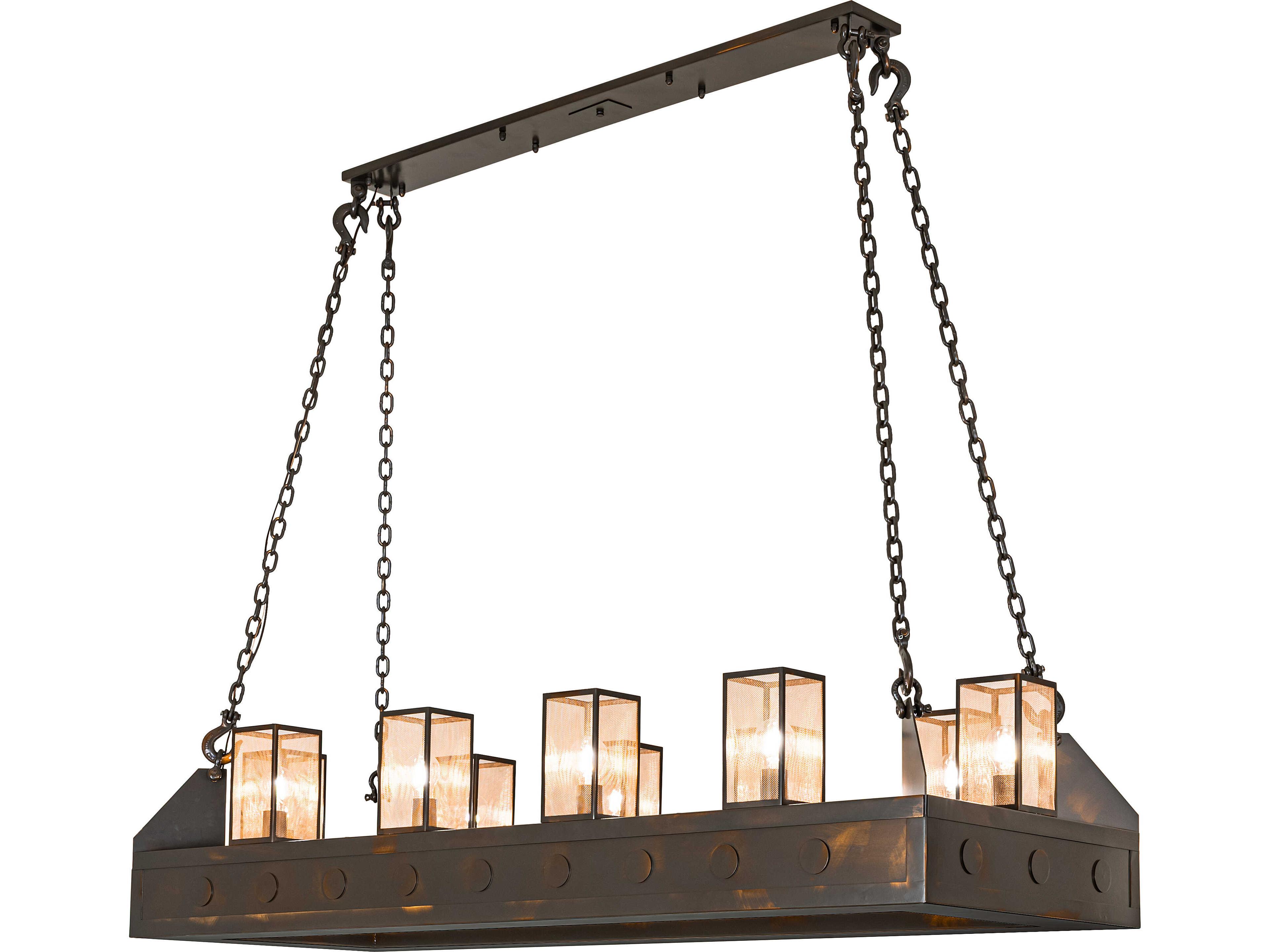 Meyda Cassidy 10-Light Copper Mesh Traditional Linear Island Pendant