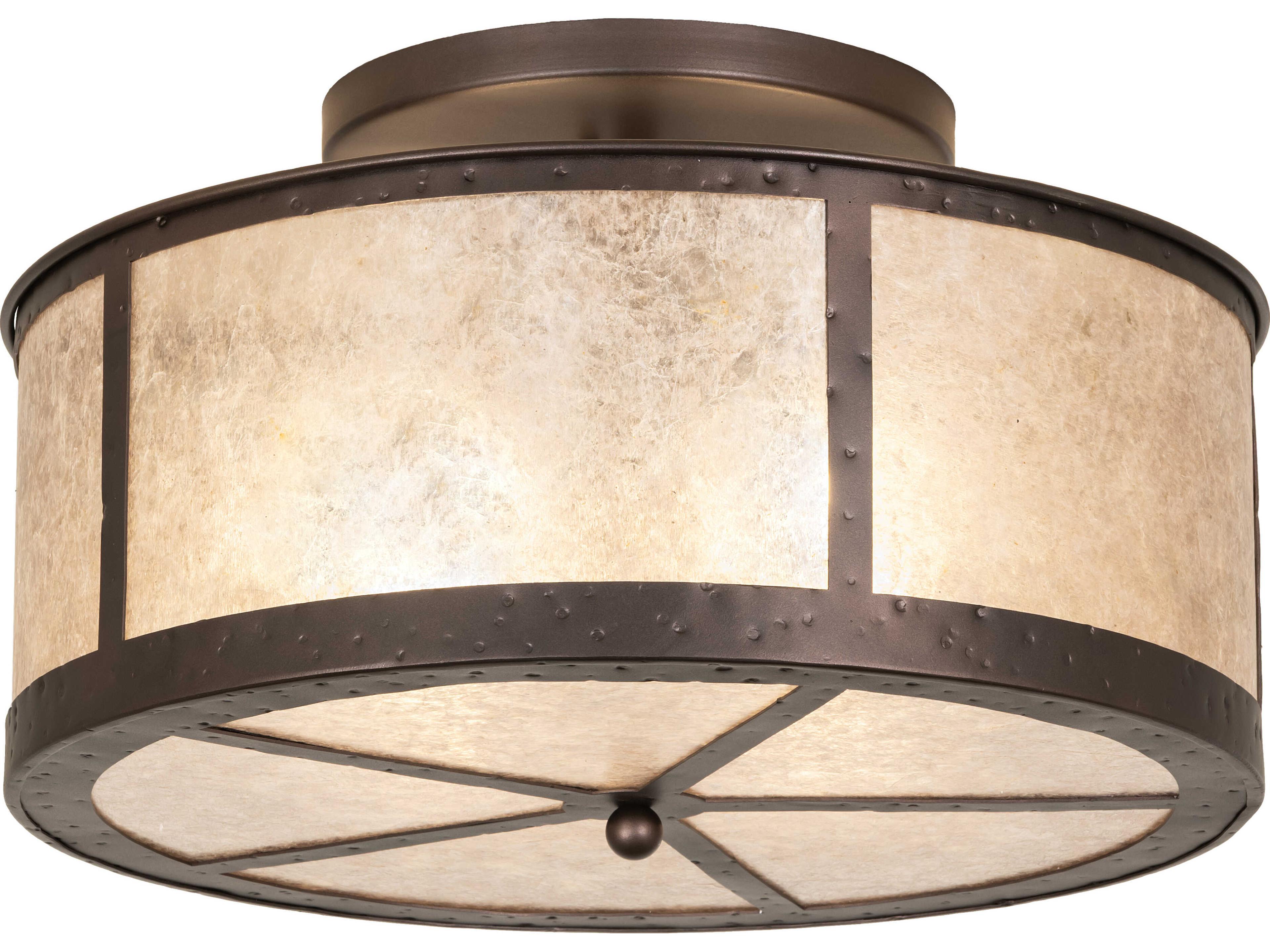 Meyda Smythe Craftsman 4-Light Silver Mica Bronze Flush Mount