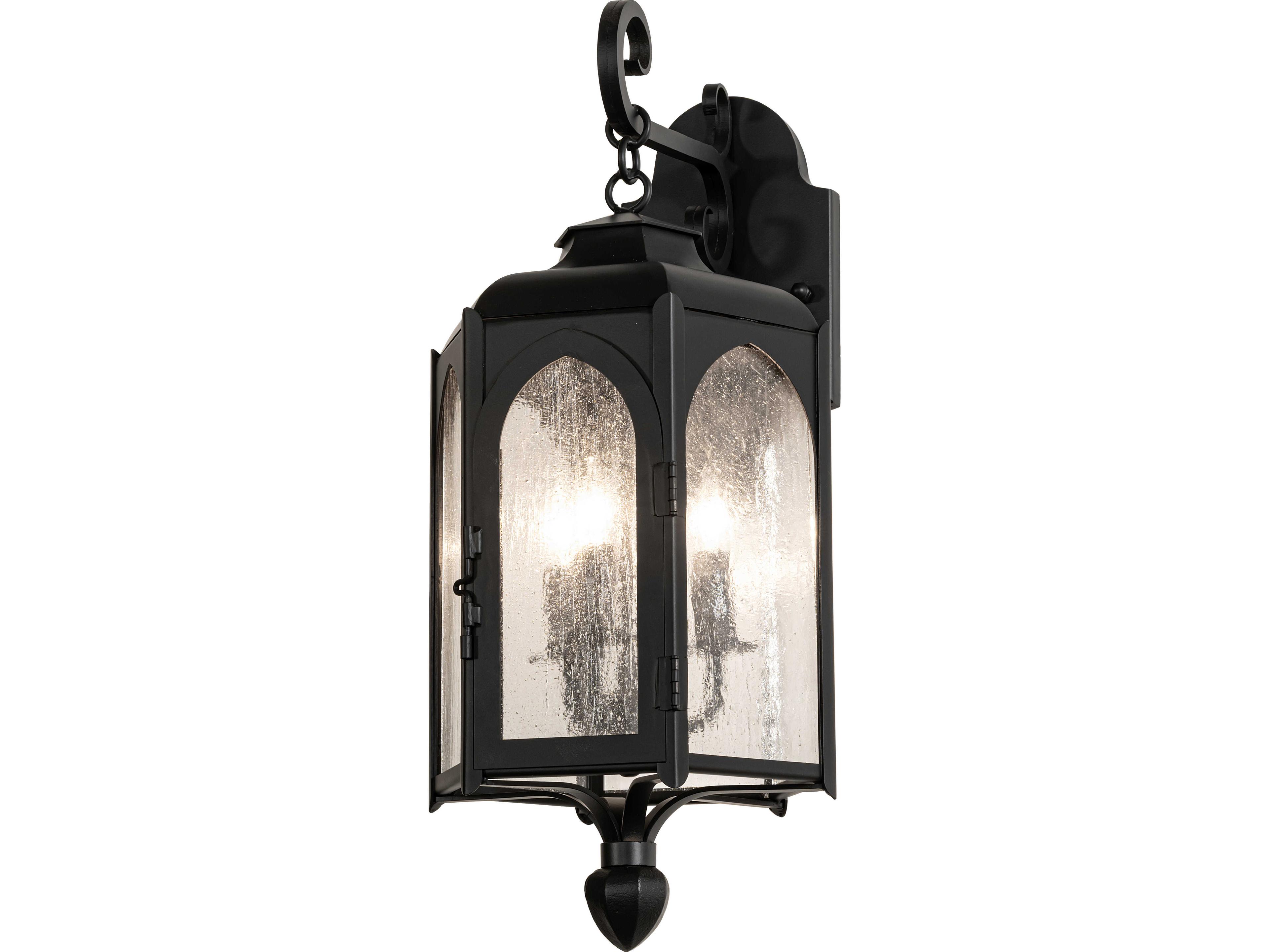 Meyda Jonquil 3-Light Clear Seedy Glass Black Traditional Wall Sconce