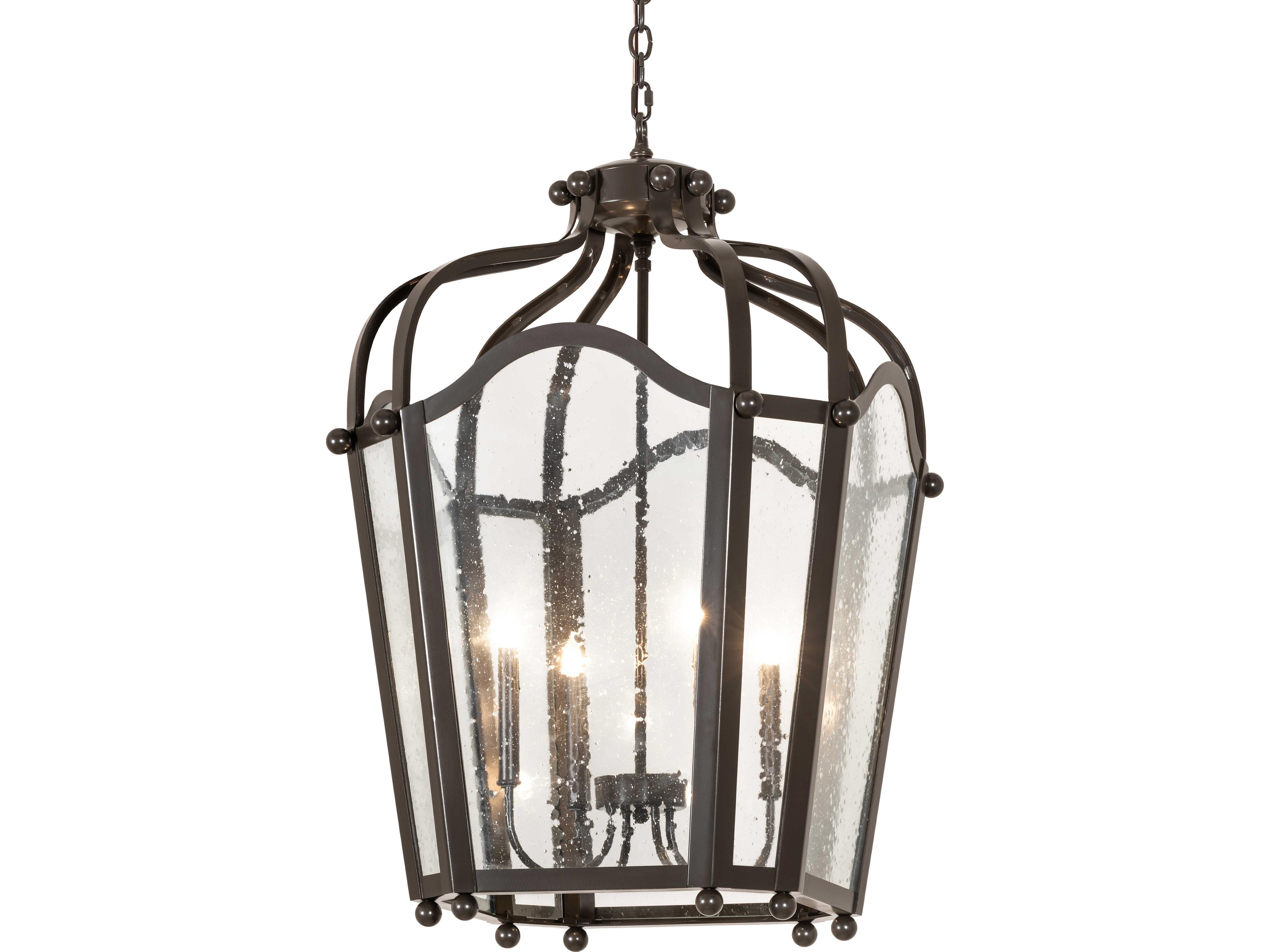 Meyda Citadel 4-Light Clear Seeded Glass Bronze Traditional Pendant
