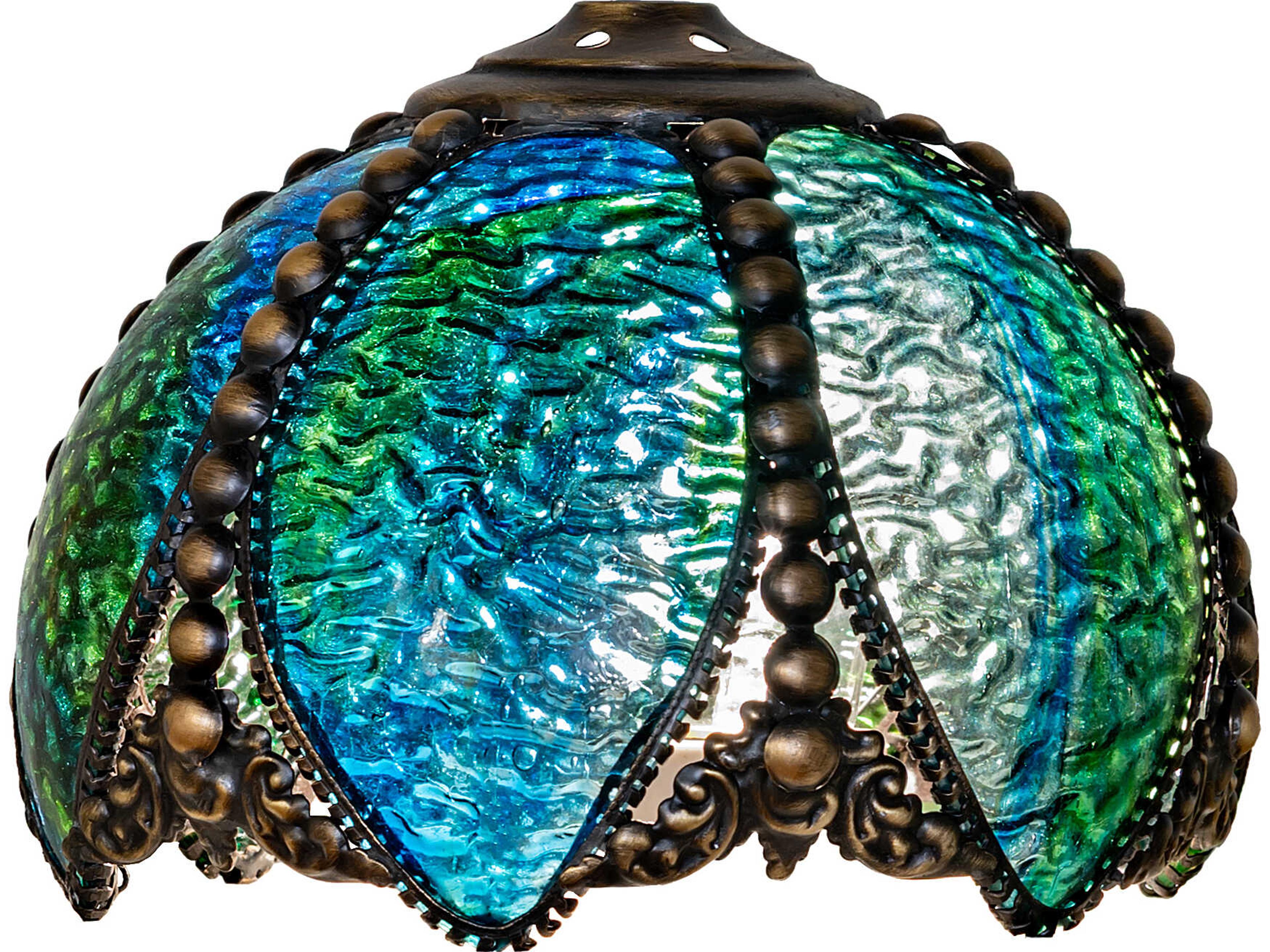 Meyda Petal Bud Bluegreen Wispy Ripple Art Glass