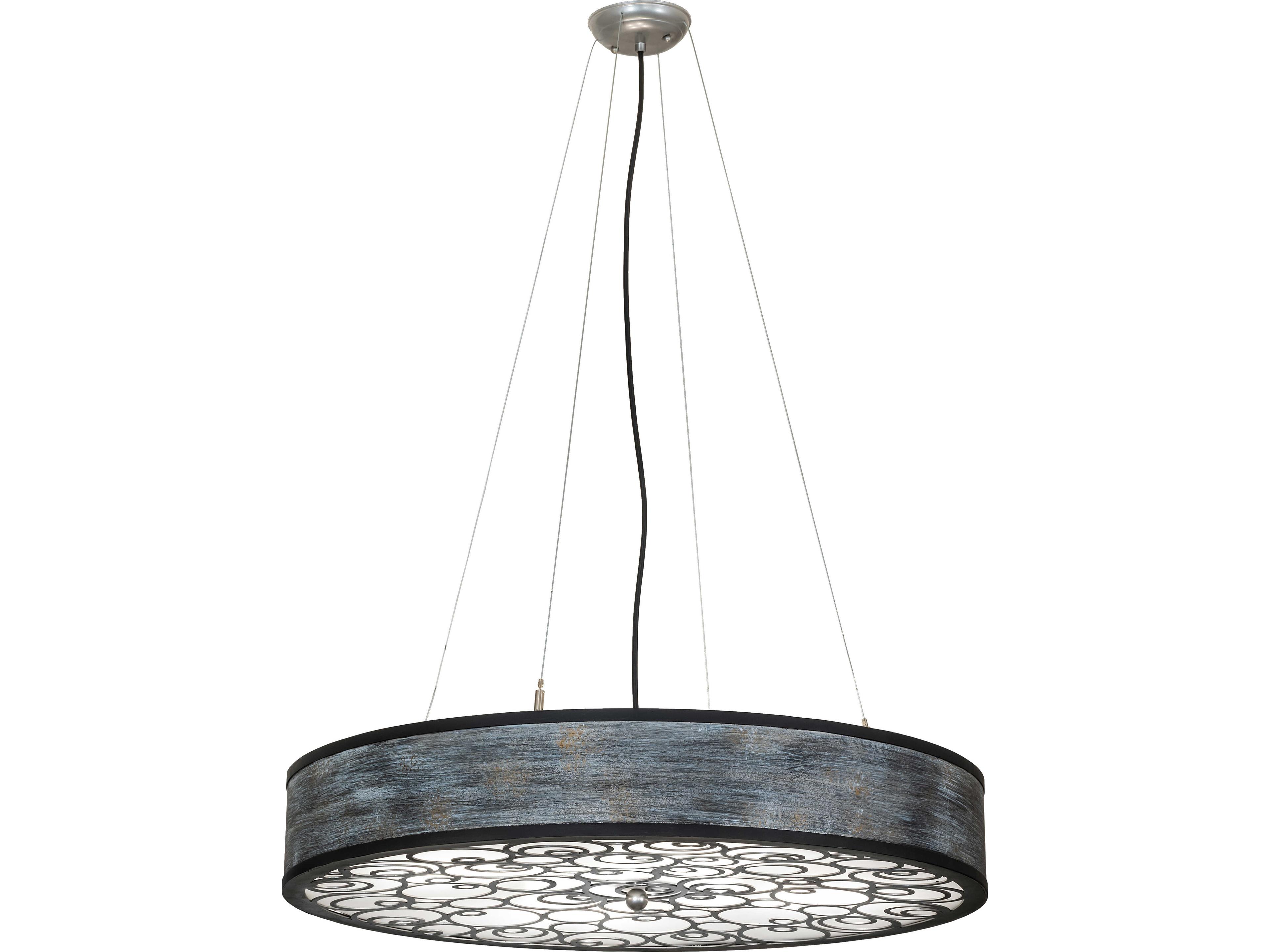 Meyda Cilindro 4-Light Clear Frosted Acrylic Black Pendant