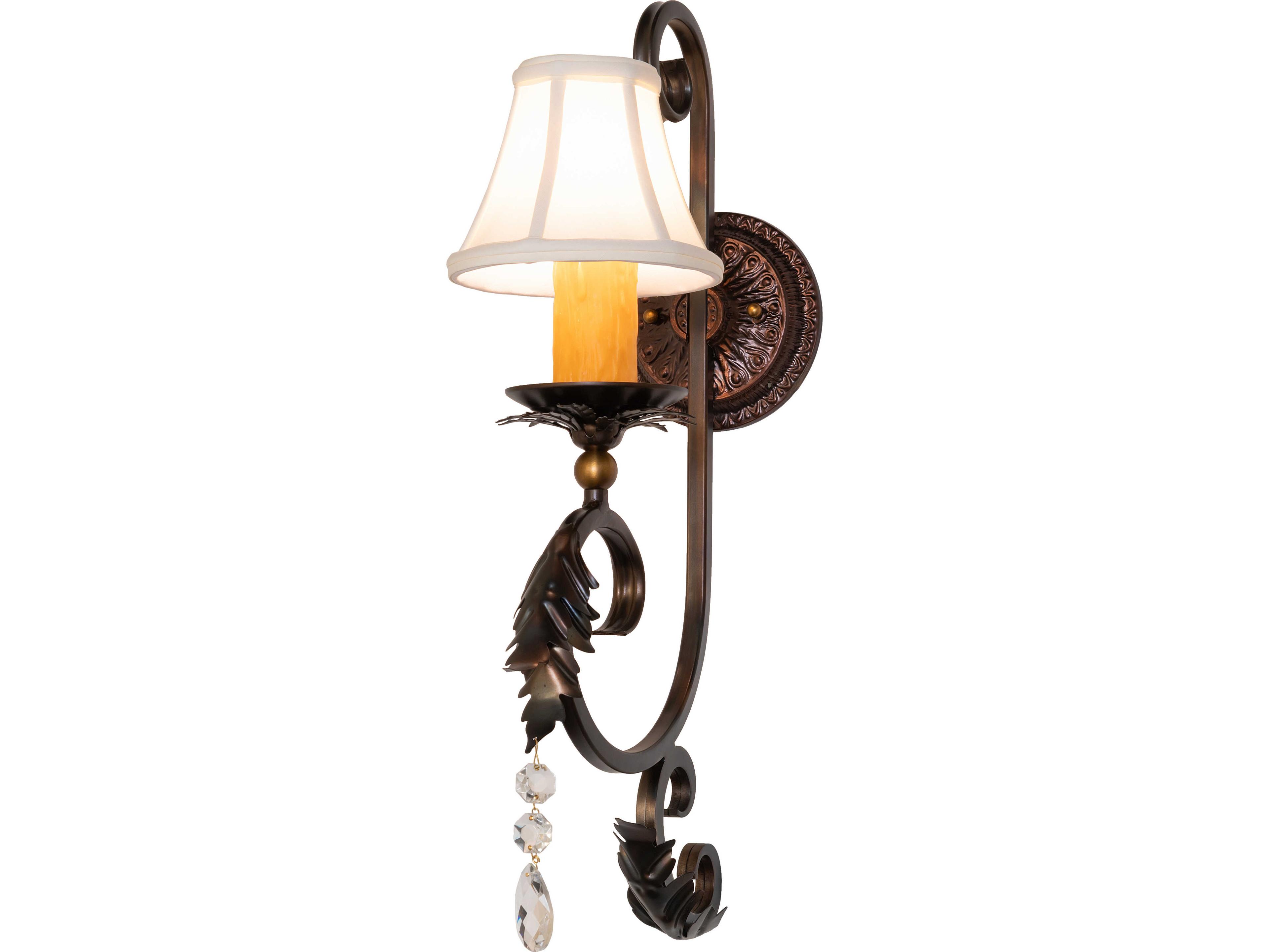 Meyda Ingrid 1-Light Cream Eggshell Fabric Copper Traditional Wall Sconce