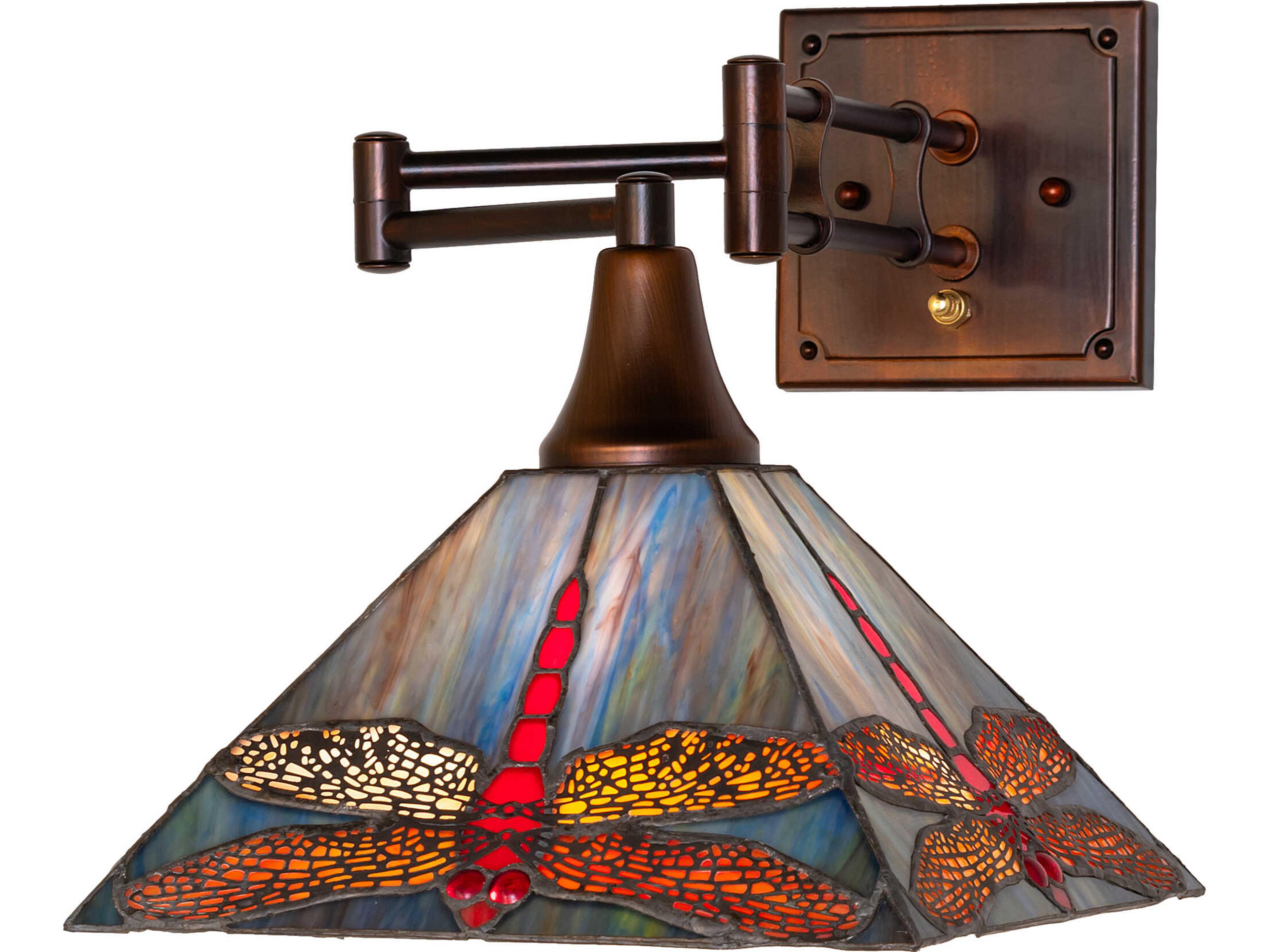 Meyda Prairie Dragonfly 1-Light Bronze Traditional Swing Wall Sconce
