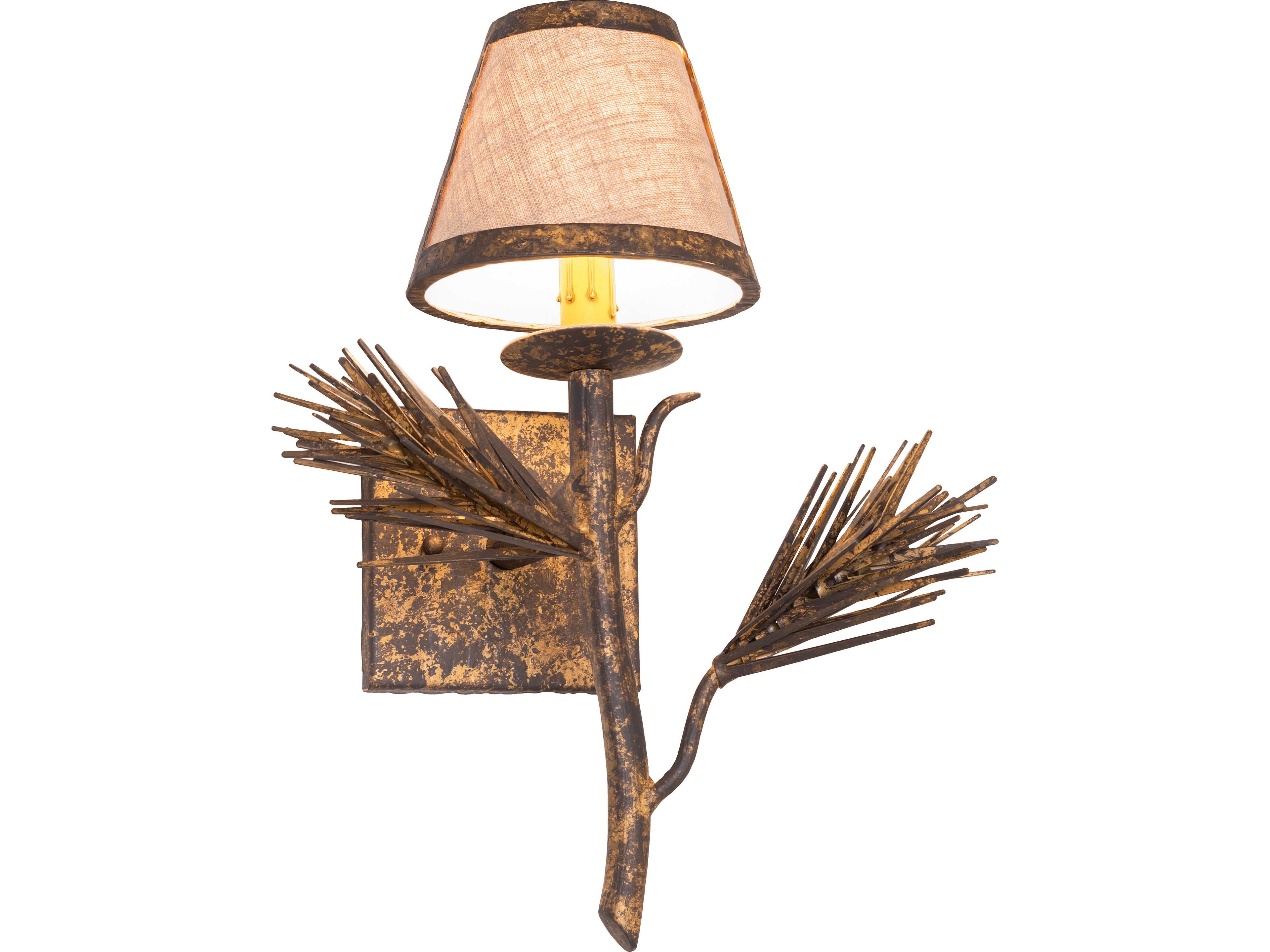 Meyda Lone Pine 1-Light Moldova Fabric Gold Traditional Wall Sconce