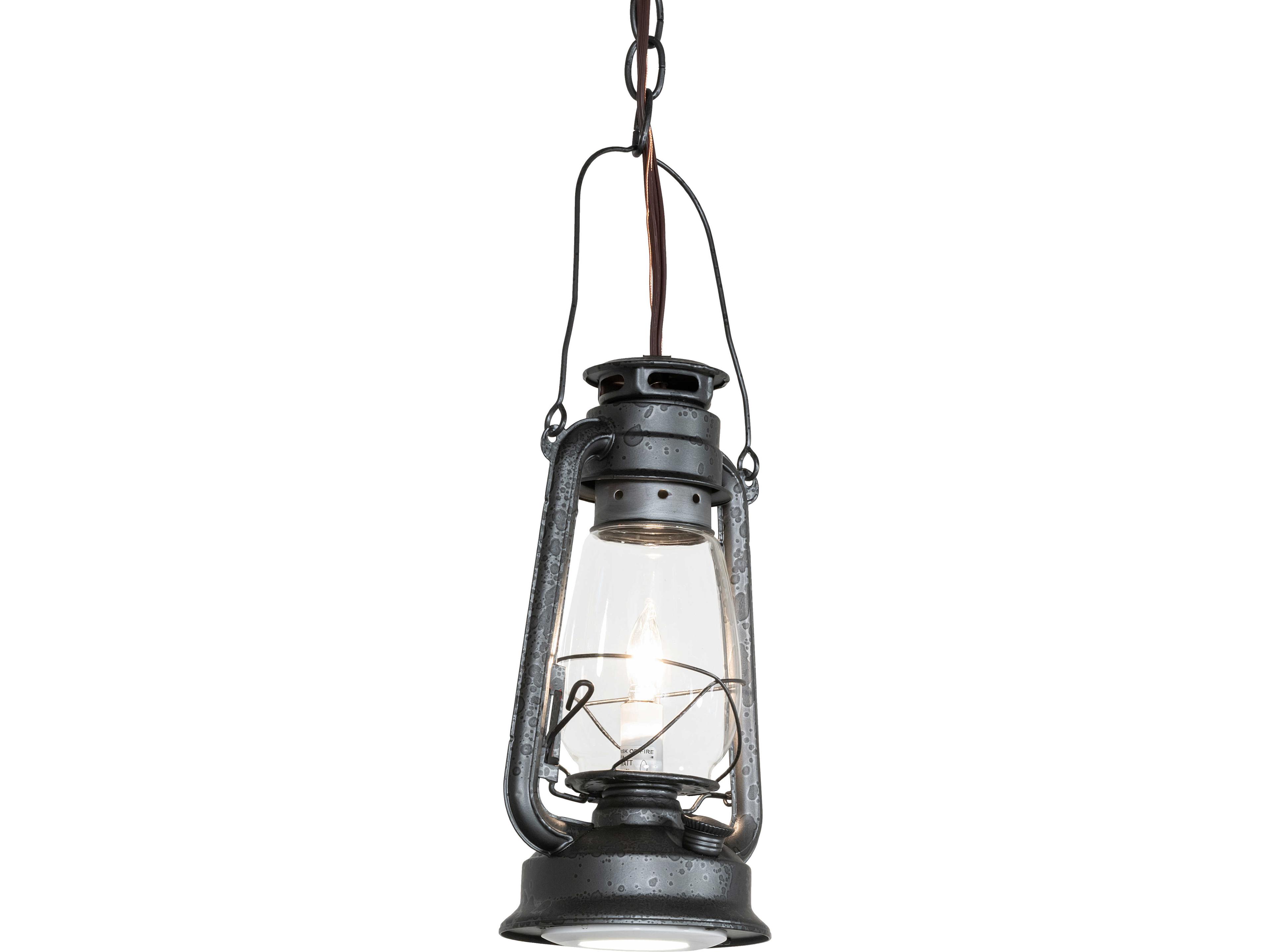 Meyda Miners Lantern 1-Light Clear Glass Steel Traditional Mini Pendant