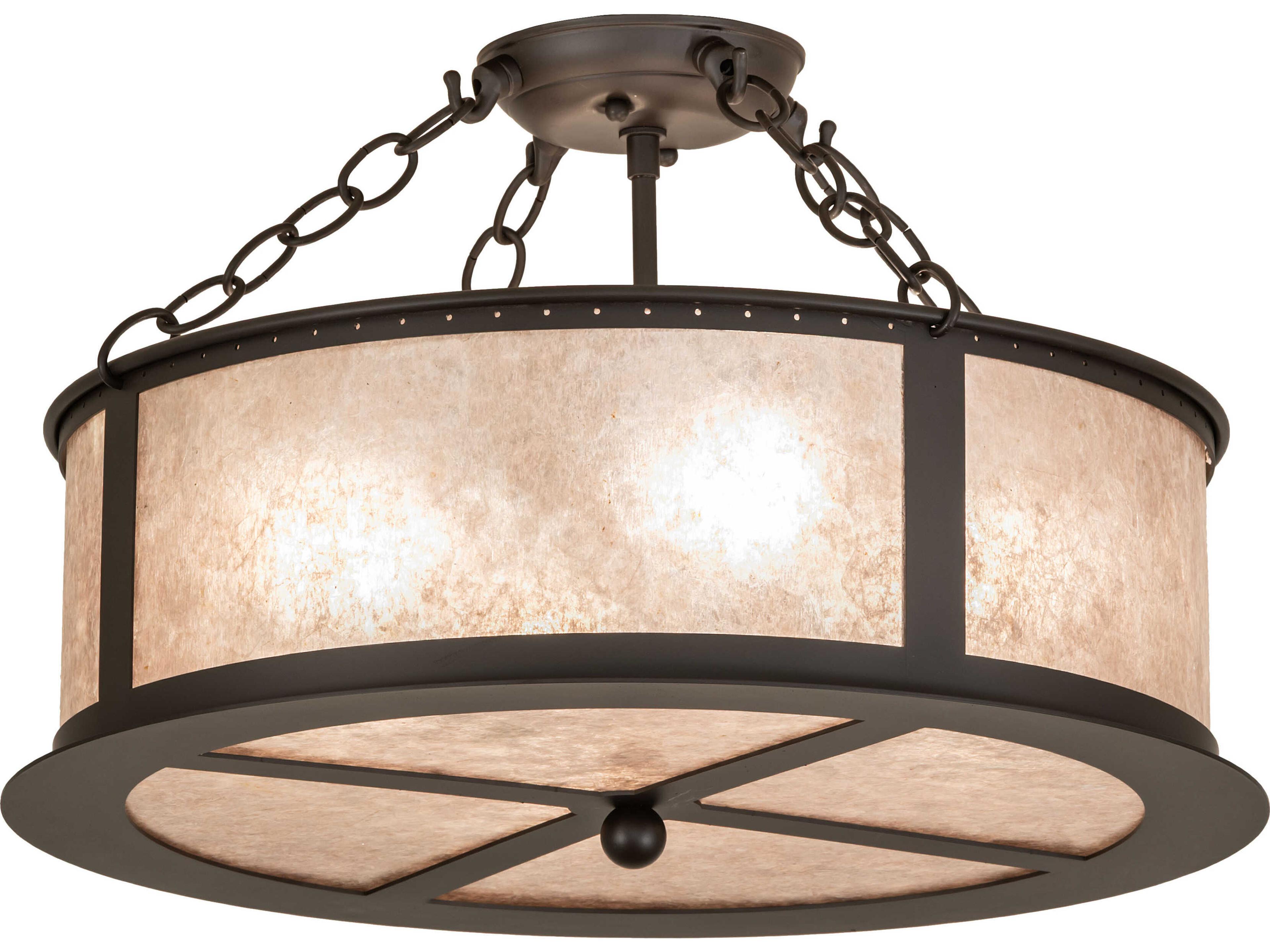 Meyda Craftsman Prime 4-Light Silver Mica Bronze Traditional Semi Flush Mount
