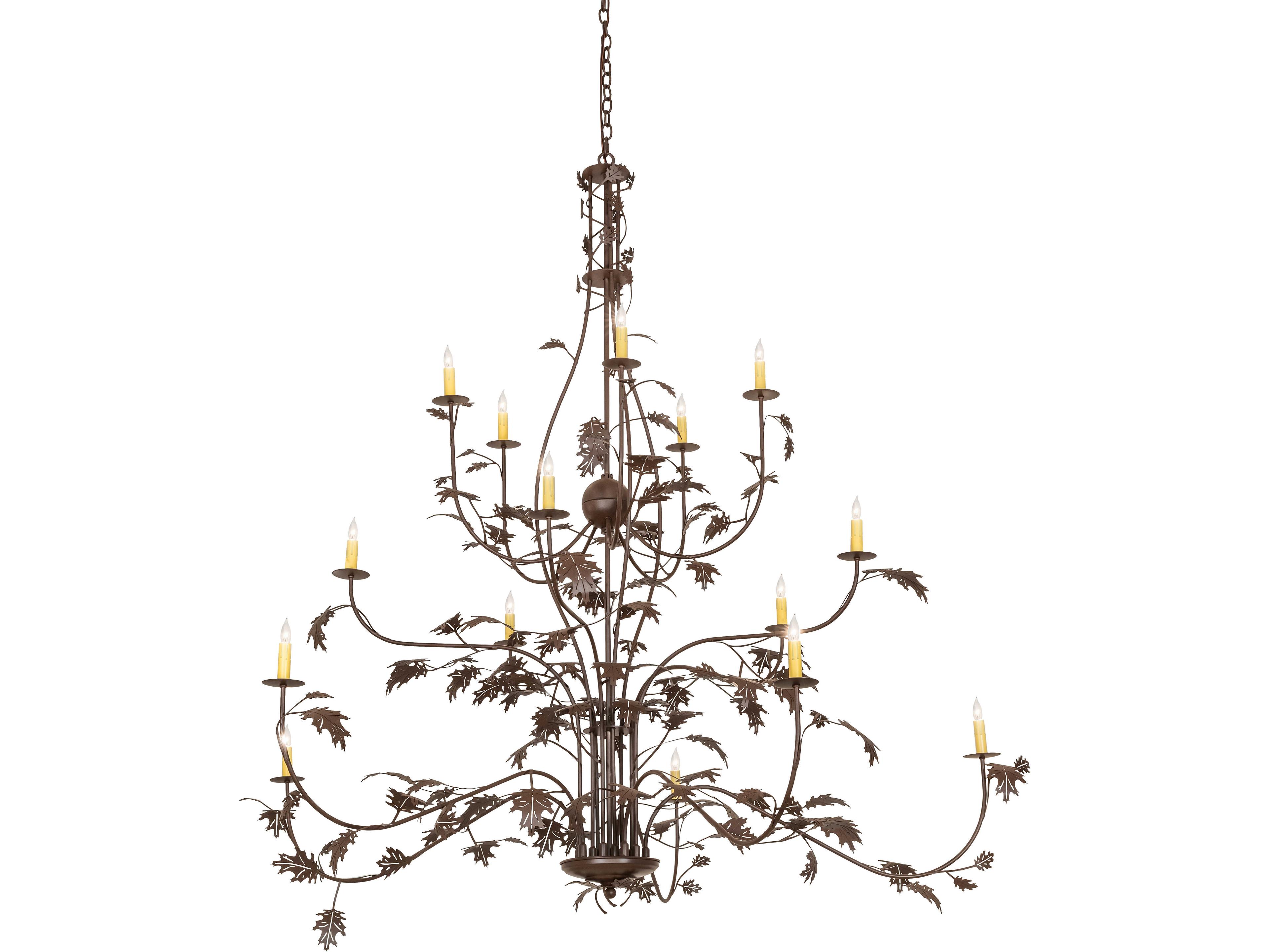 Meyda Oak Leaf 15-Light Cafe Noir Brown Traditional Tiered Chandelier