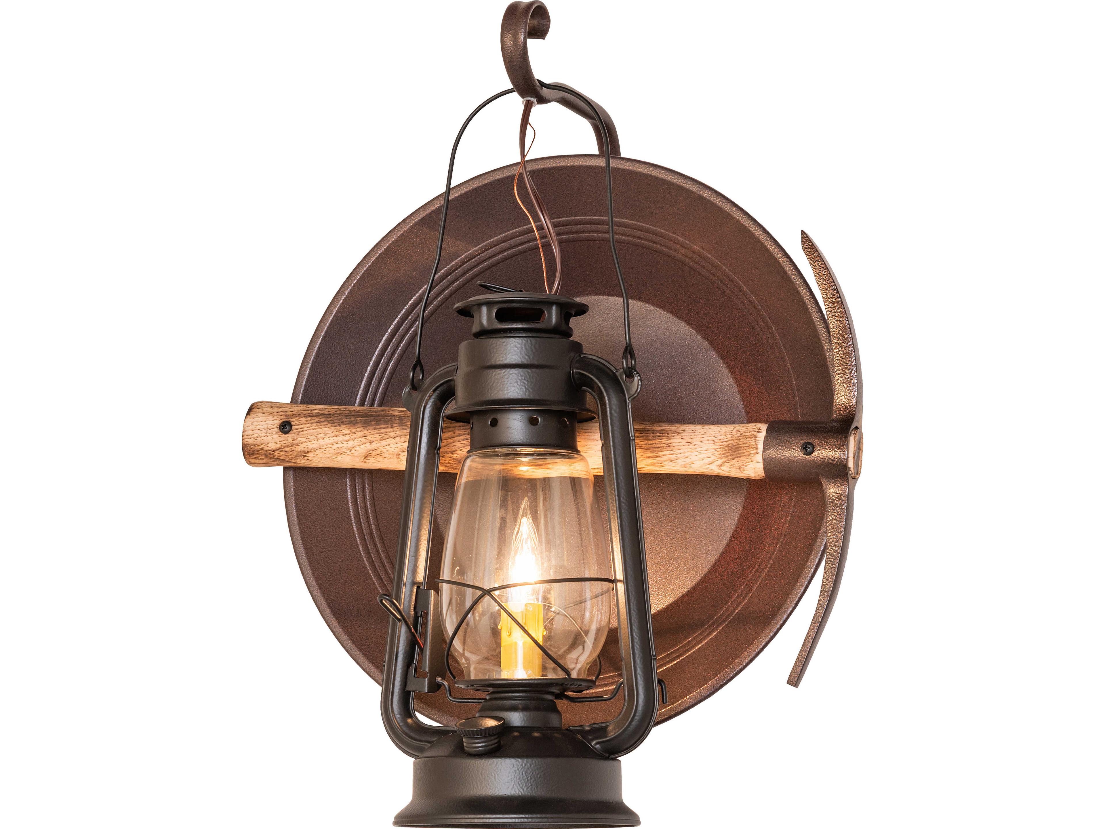 Meyda Miners Lantern 1-Light Clear Glass Black Traditional Wall Sconce