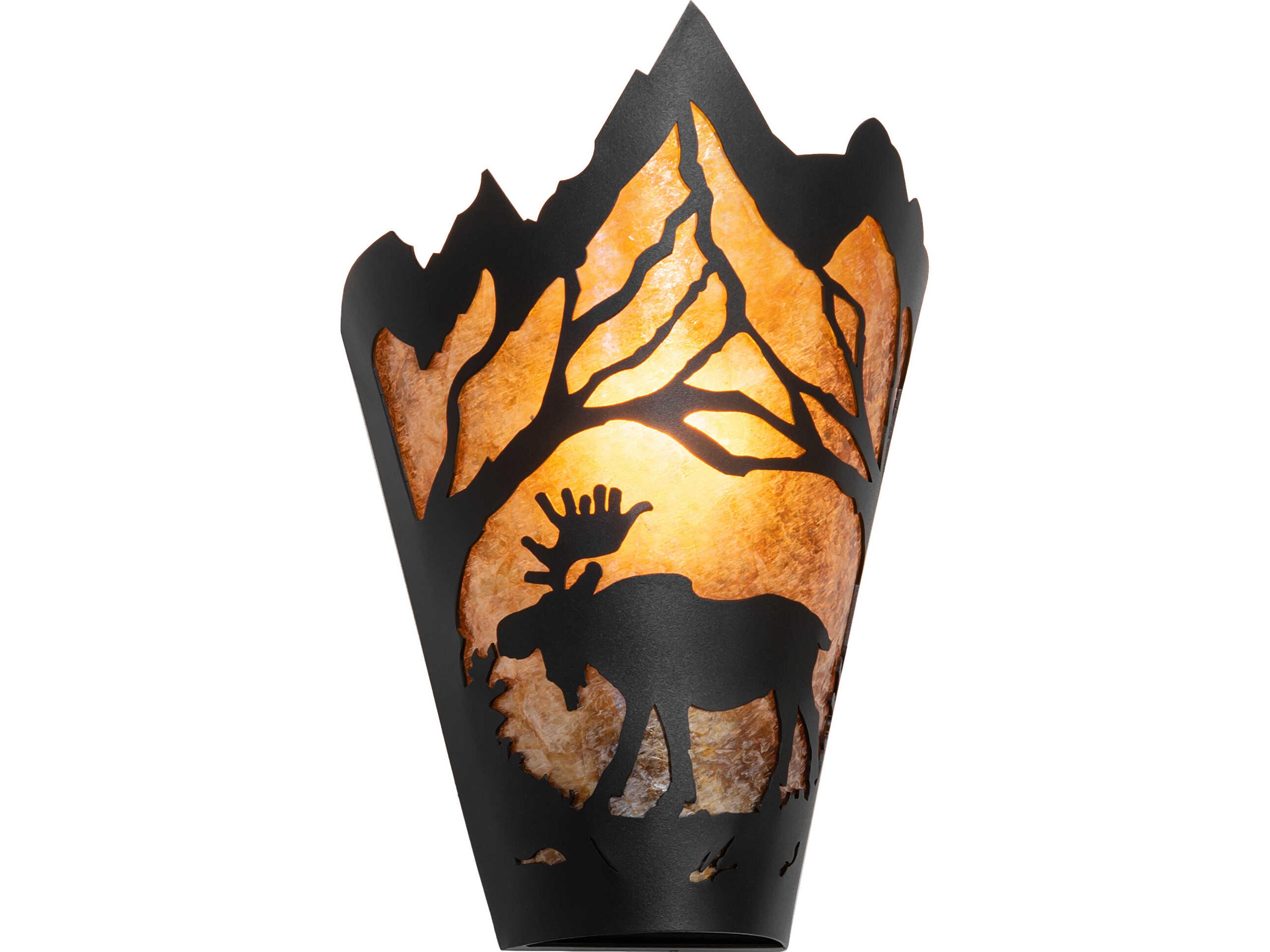 Meyda Moose At Dawn at 1-Light Amber Mica Black Traditional Wall Sconce
