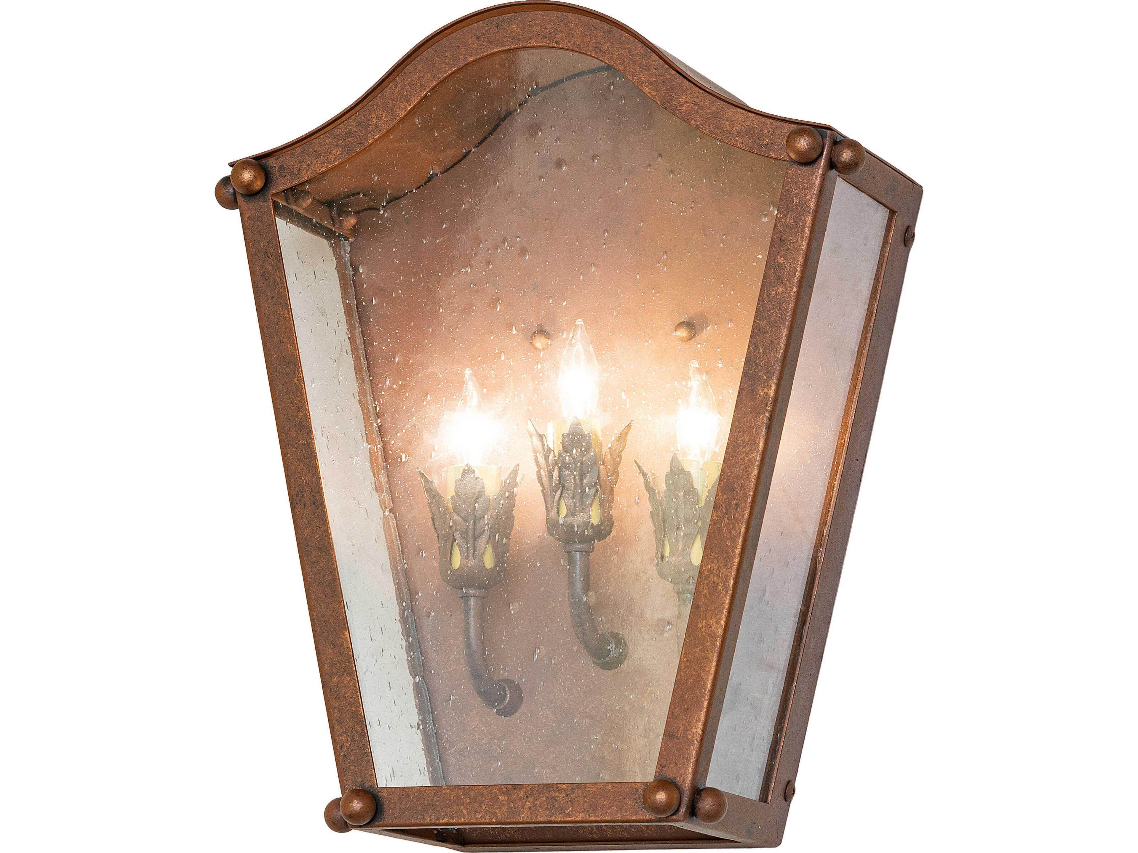 Meyda Austin 3-Light Clear Seeded Glass Bronze Traditional Wall Sconce