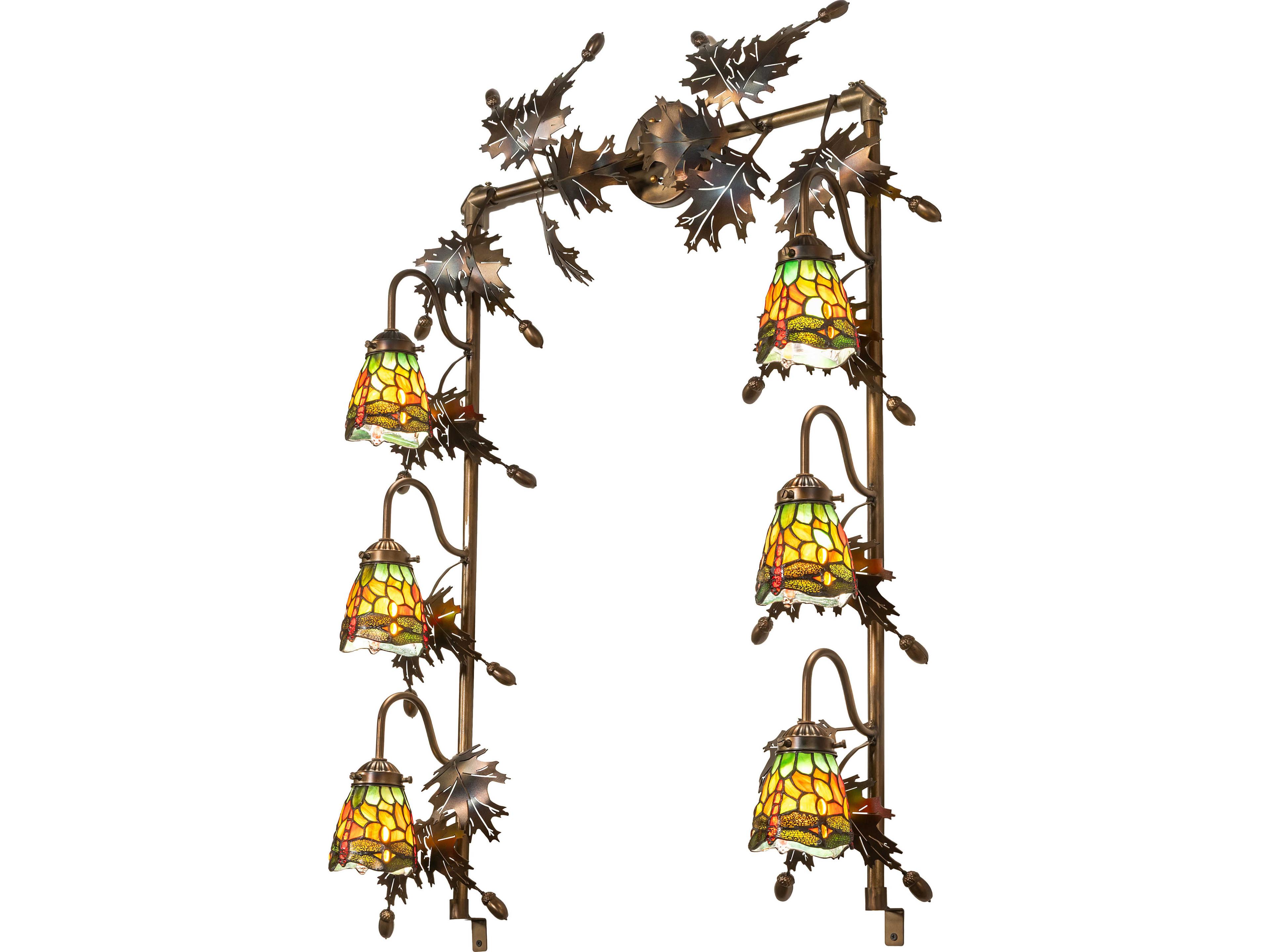 Meyda Tiffany Hanging Head Dragonfly 6-Light Bronze Traditional Vanity Light