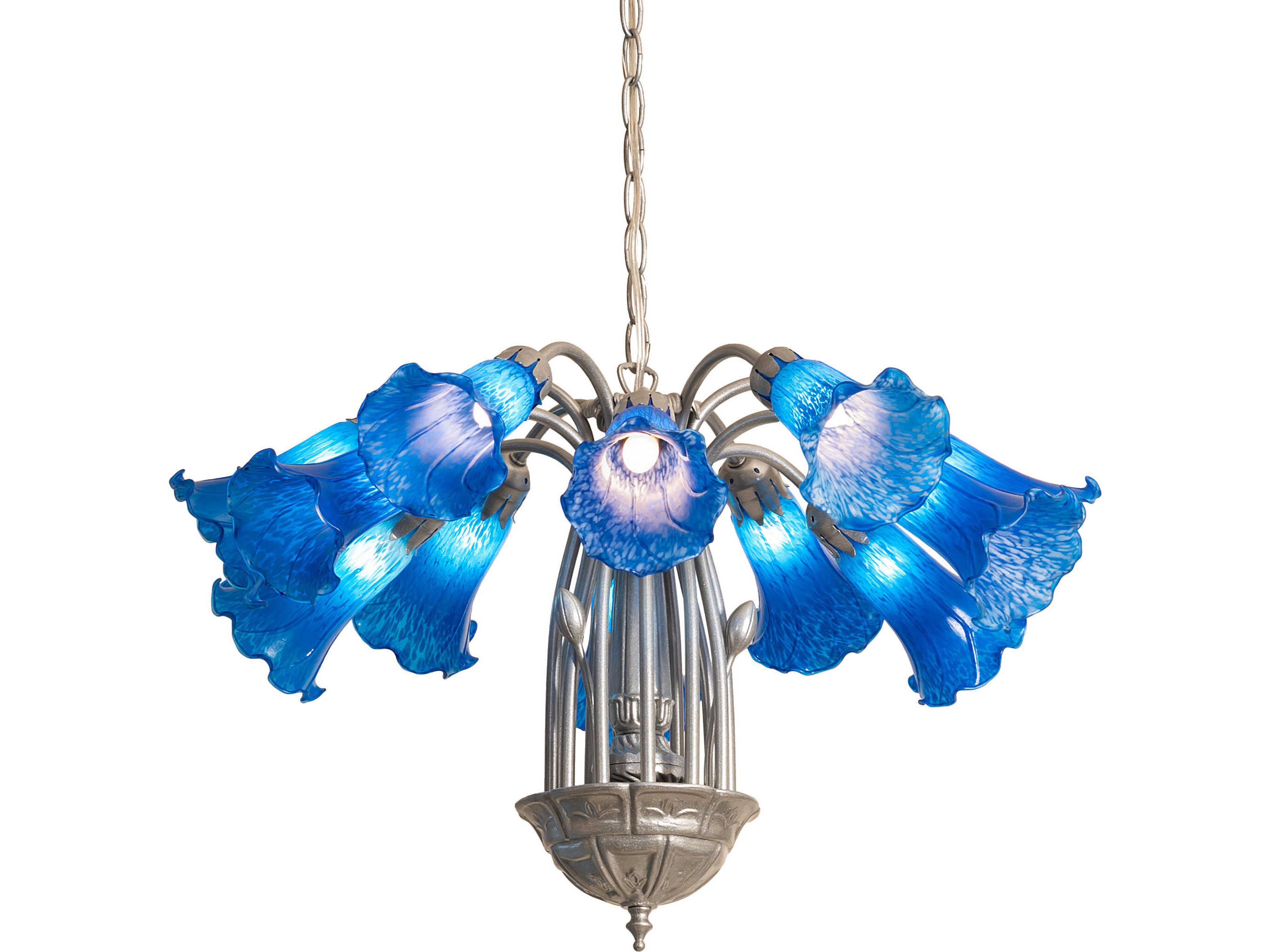Meyda Blue Tiffany Pond Lily 12-Light Steel Traditional Bell Chandelier