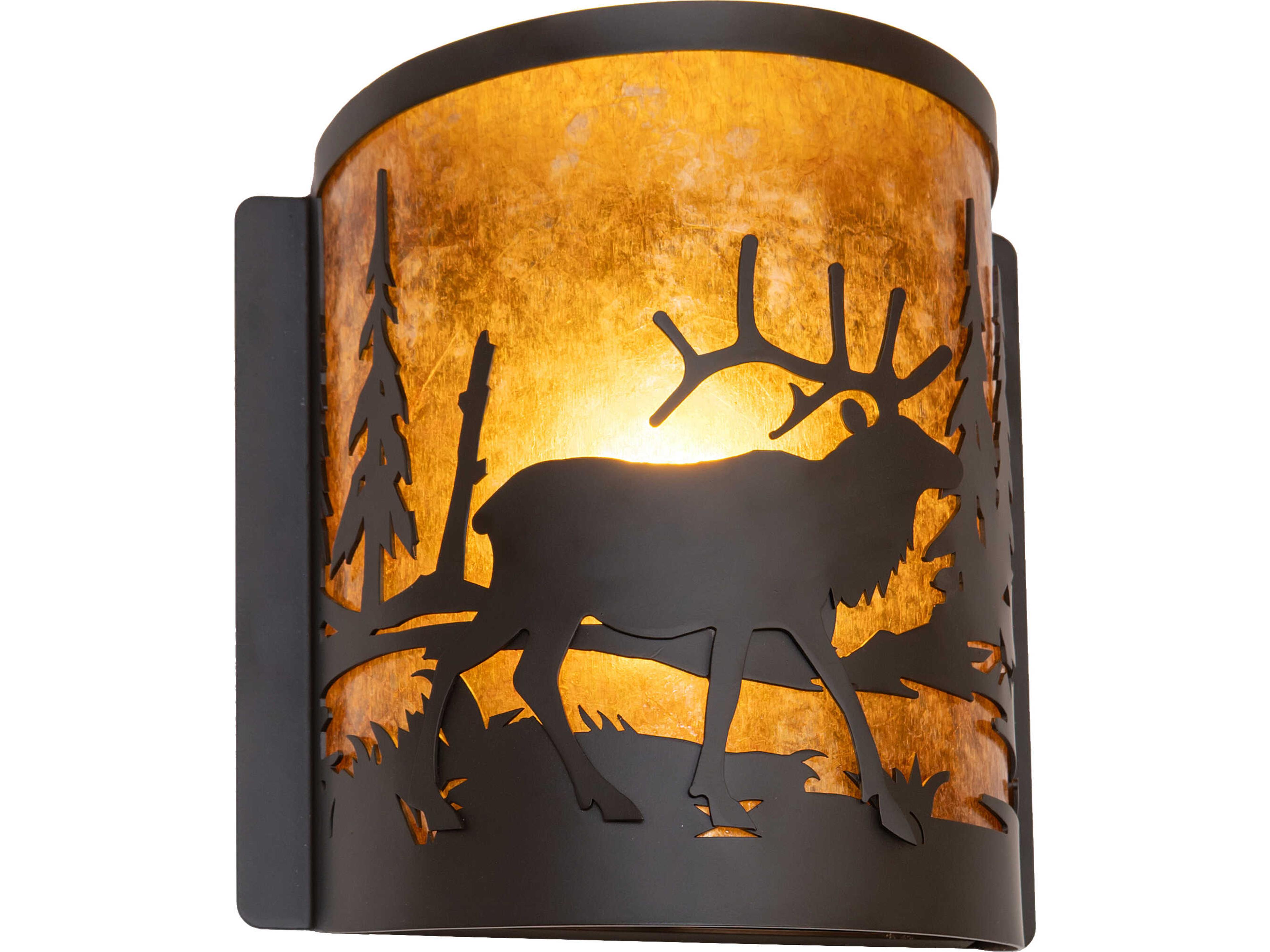 Meyda Elk At Lake at 1-Light Amber Mica Bronze Traditional Wall Sconce