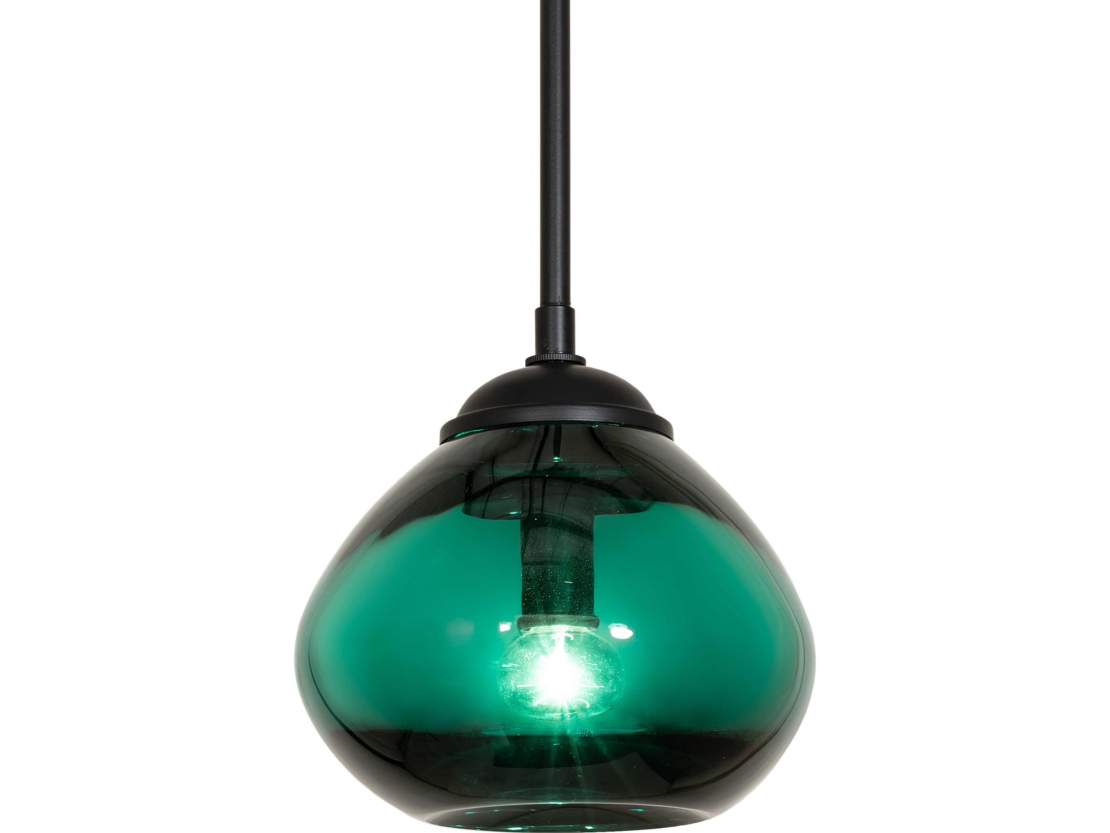 Meyda 1-Light Green Glass Black Traditional Mini Pendant