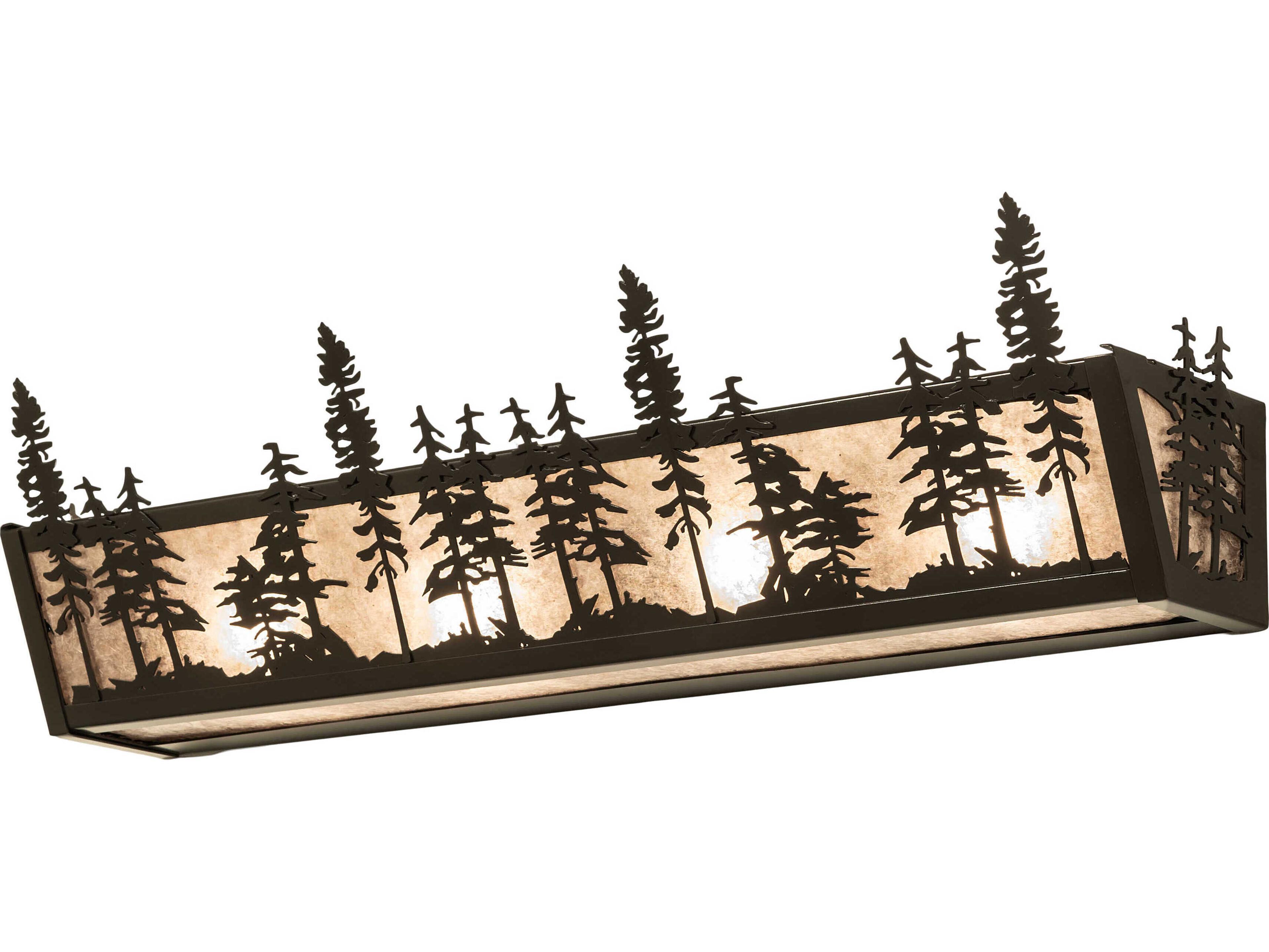 Meyda Tall Pines 4-Light Timeless Bronze Silver Glass Vanity Light