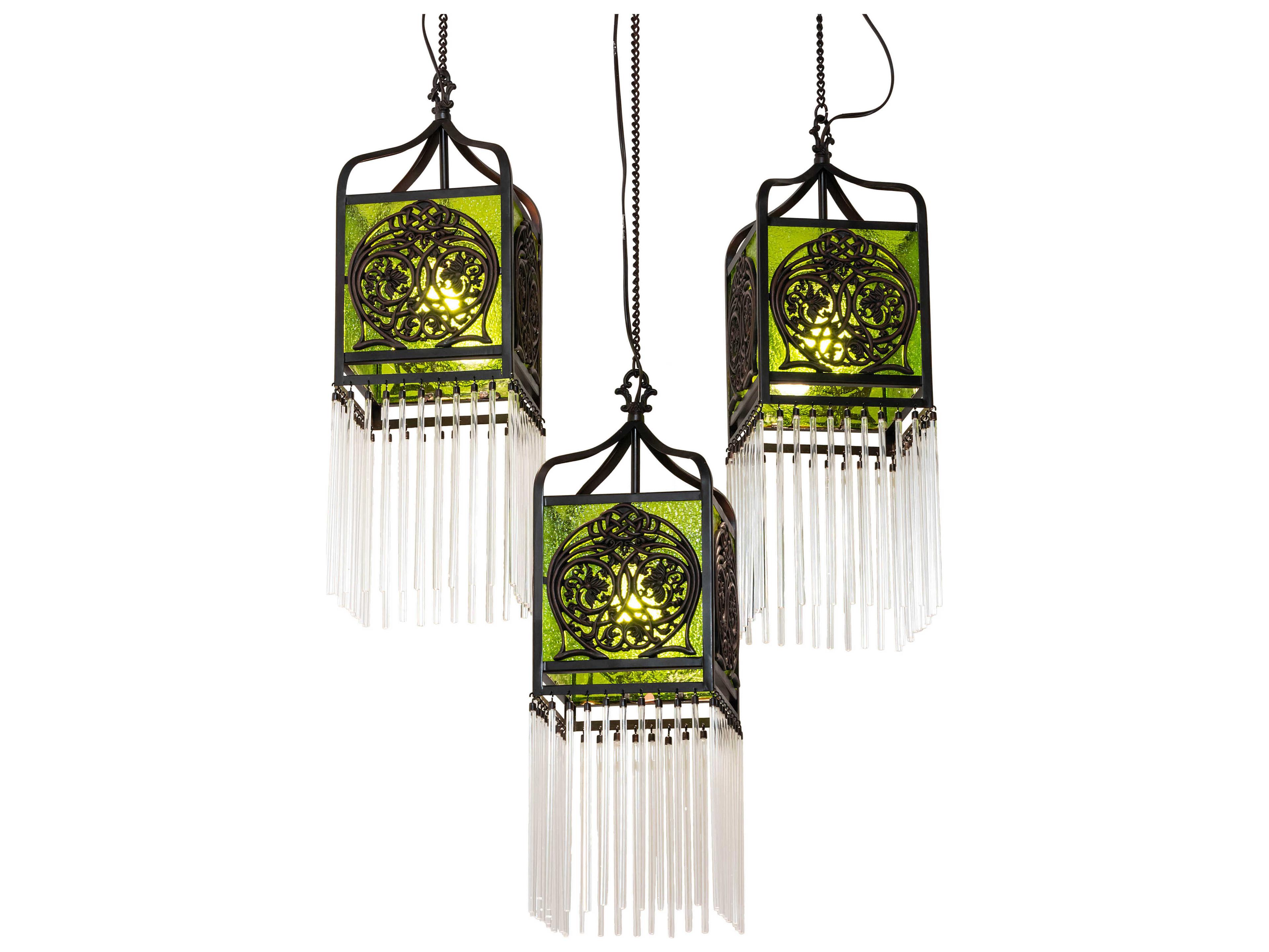 Meyda Celtic Knot 3-Light Mahogany Bronze Glass Pendant