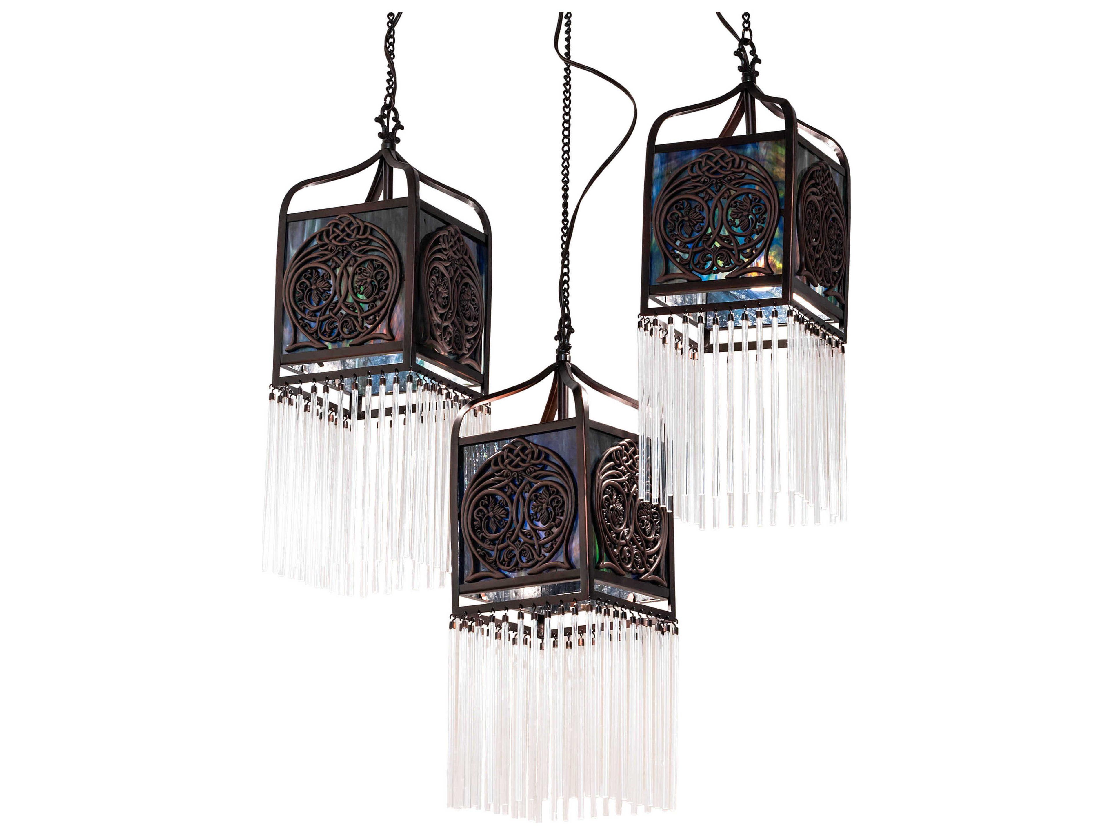 Meyda Celtic Knot 3-Light Mahogany Bronze Glass Pendant