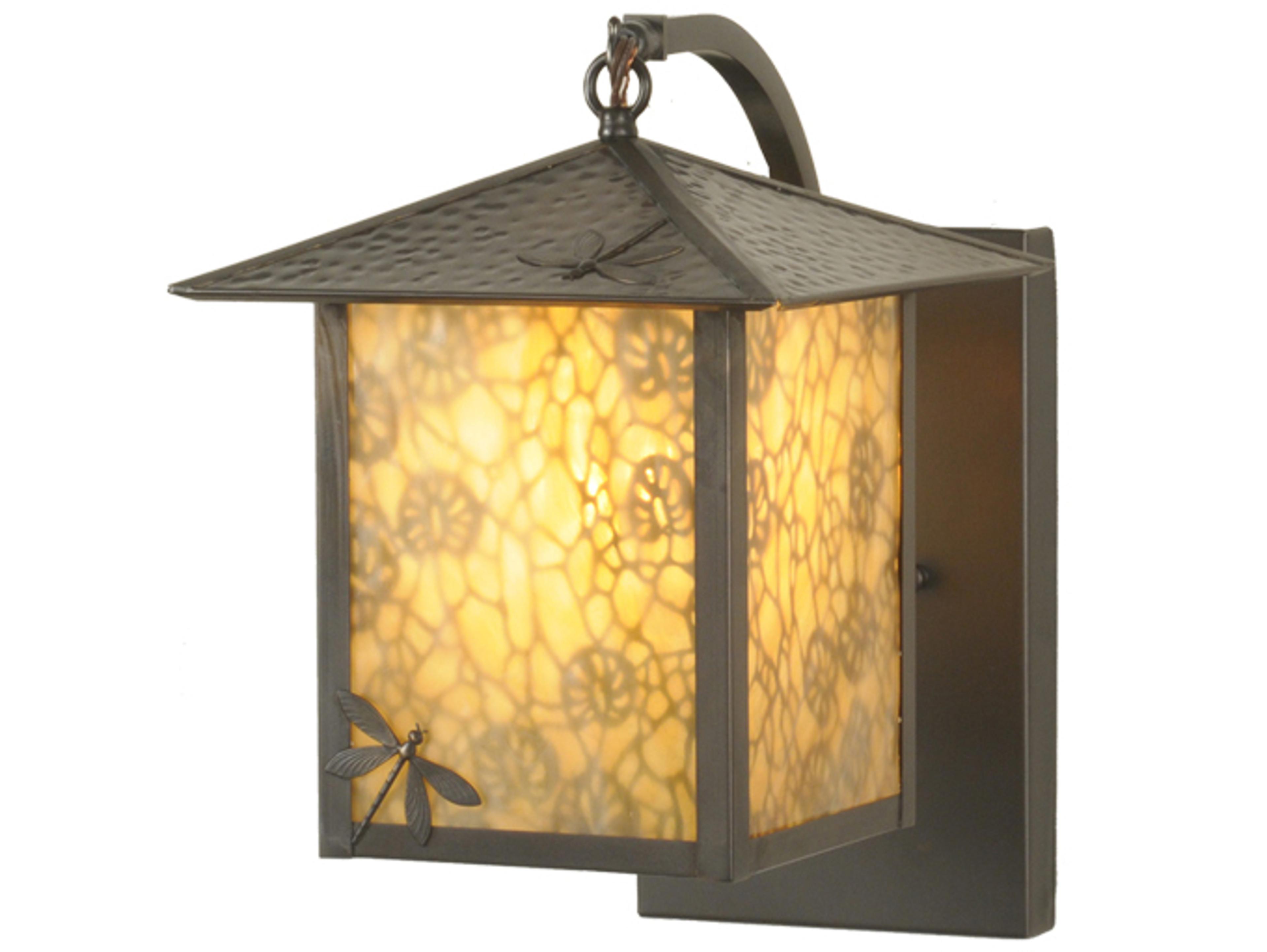 Meyda Seneca Lotus Leaf and Dragonfly Outdoor Wall Light