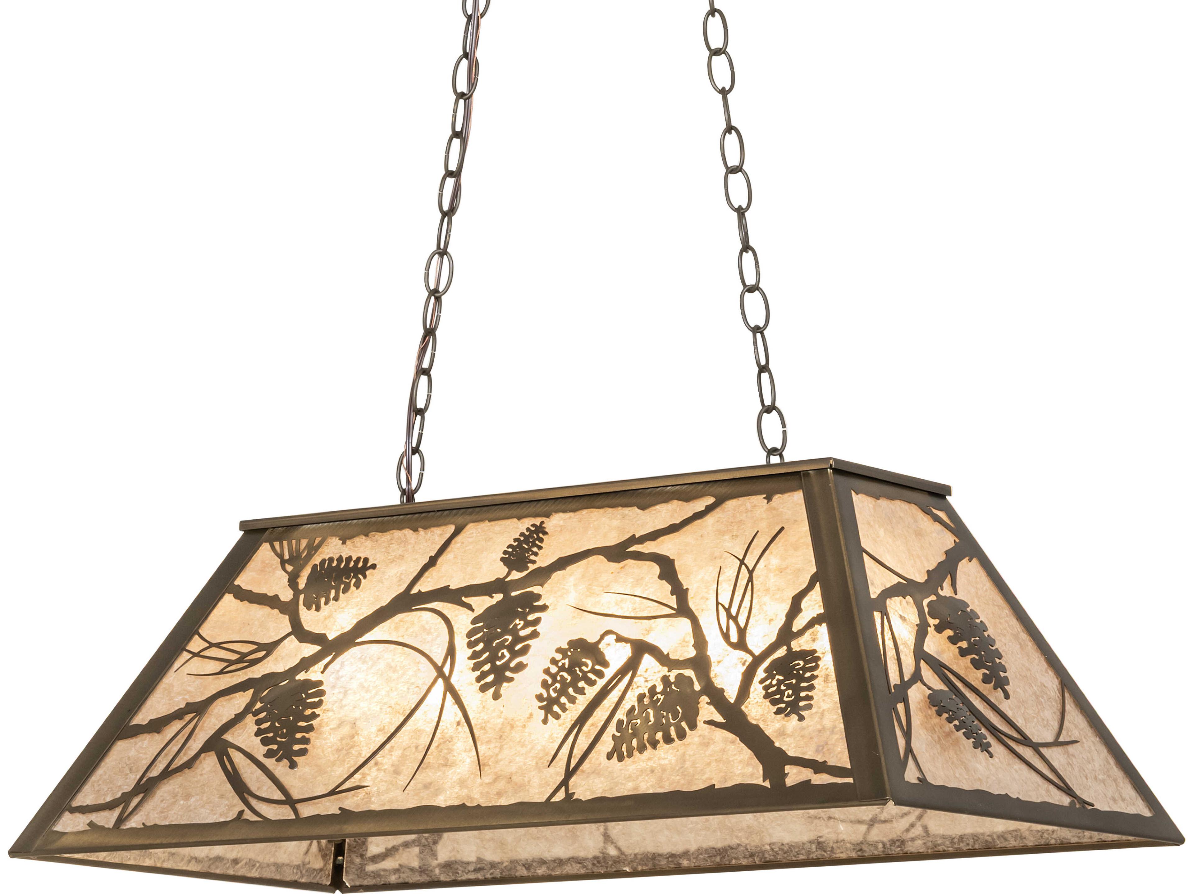 Meyda Whispering Pines 6-Light Silver Mica Copper Traditional Linear Island Pendant