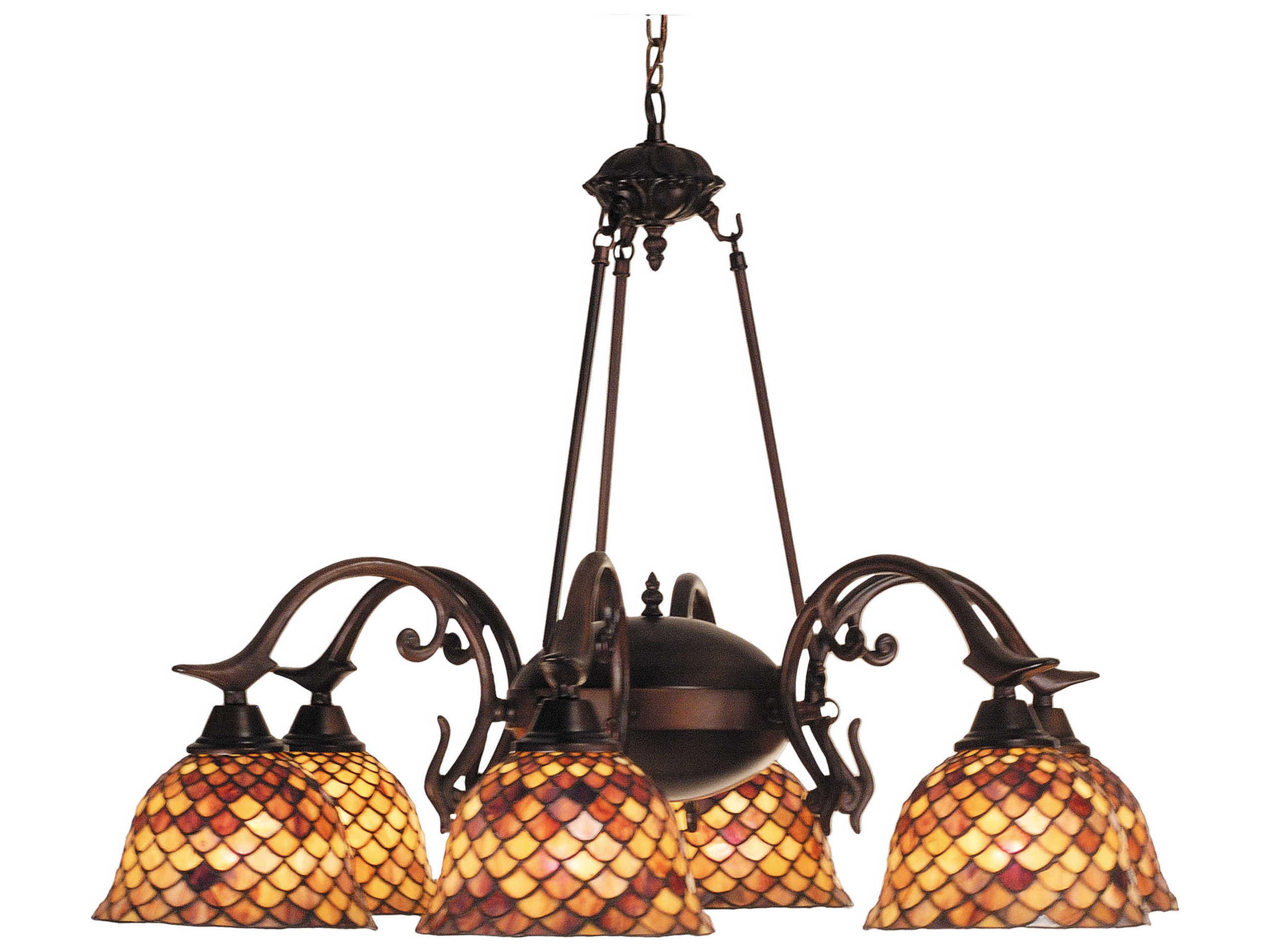 Meyda Tiffany Fishscale 6-Light Bronze Traditional Chandelier