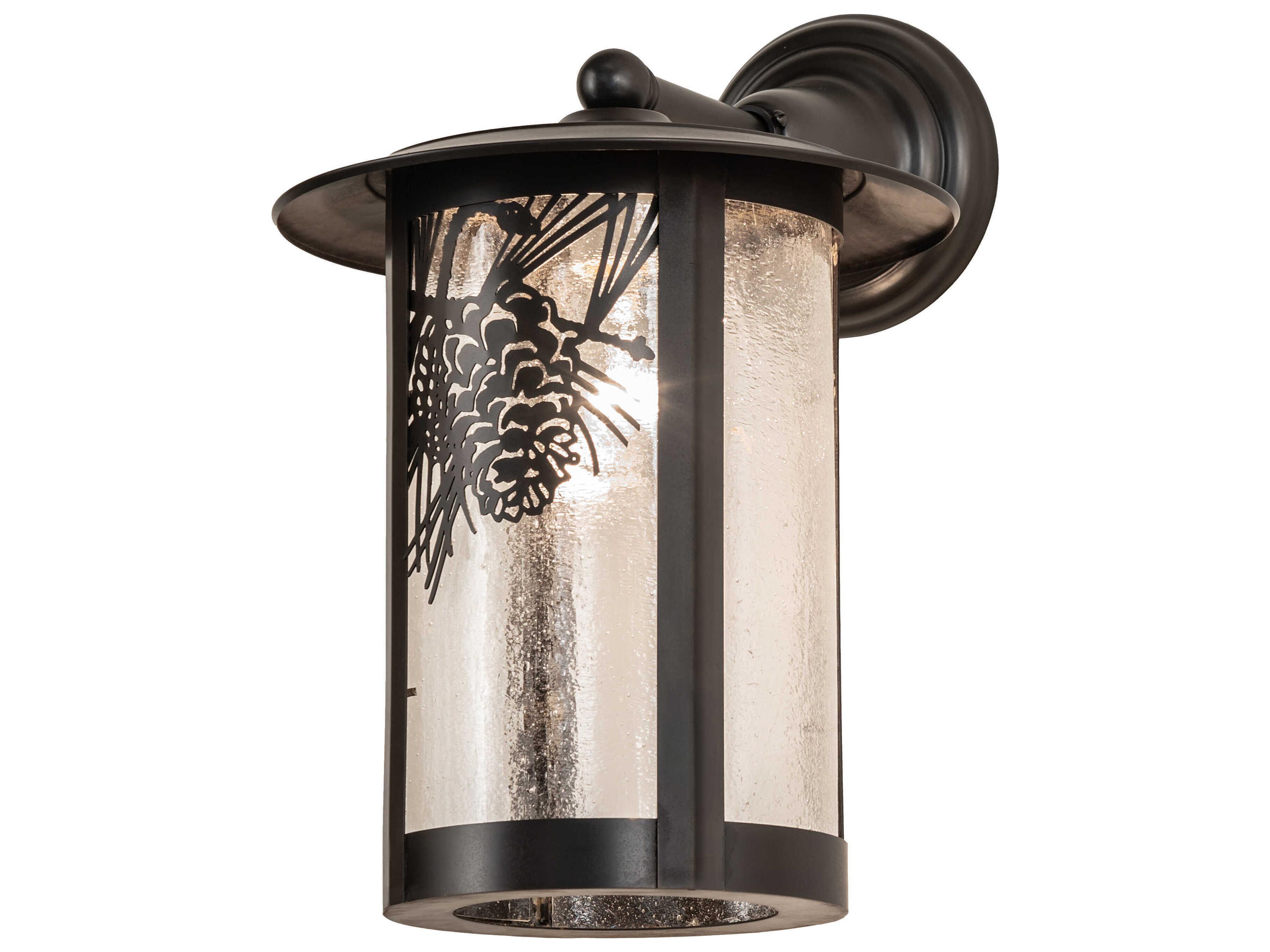 Meyda Fulton 1-Light Craftsman Brown Clear Glass Wall Sconce