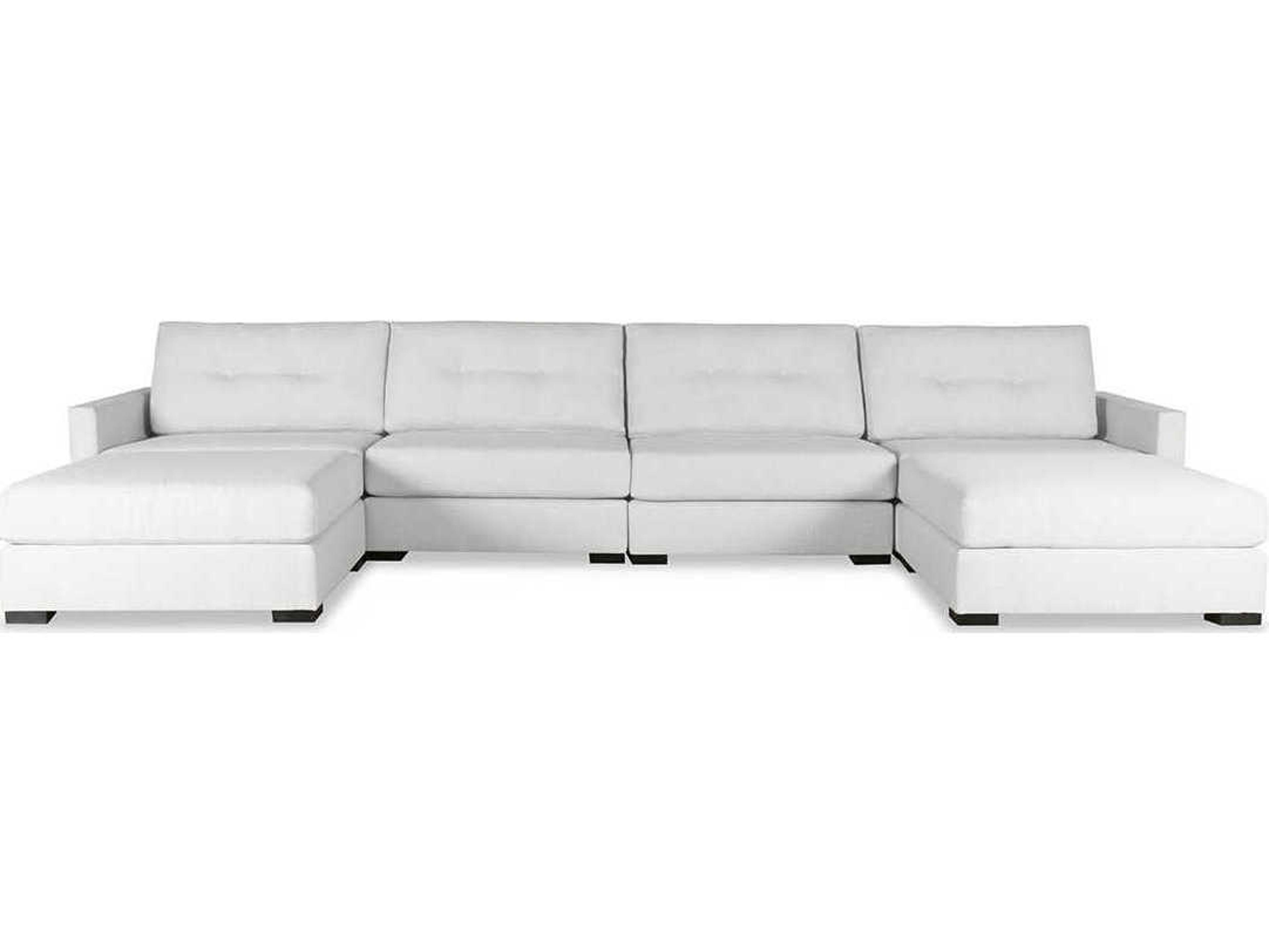 Nativa Interiors Chester Buttoned 6 - Pieces Upholstered Sectional Sofa with Double Ottoman