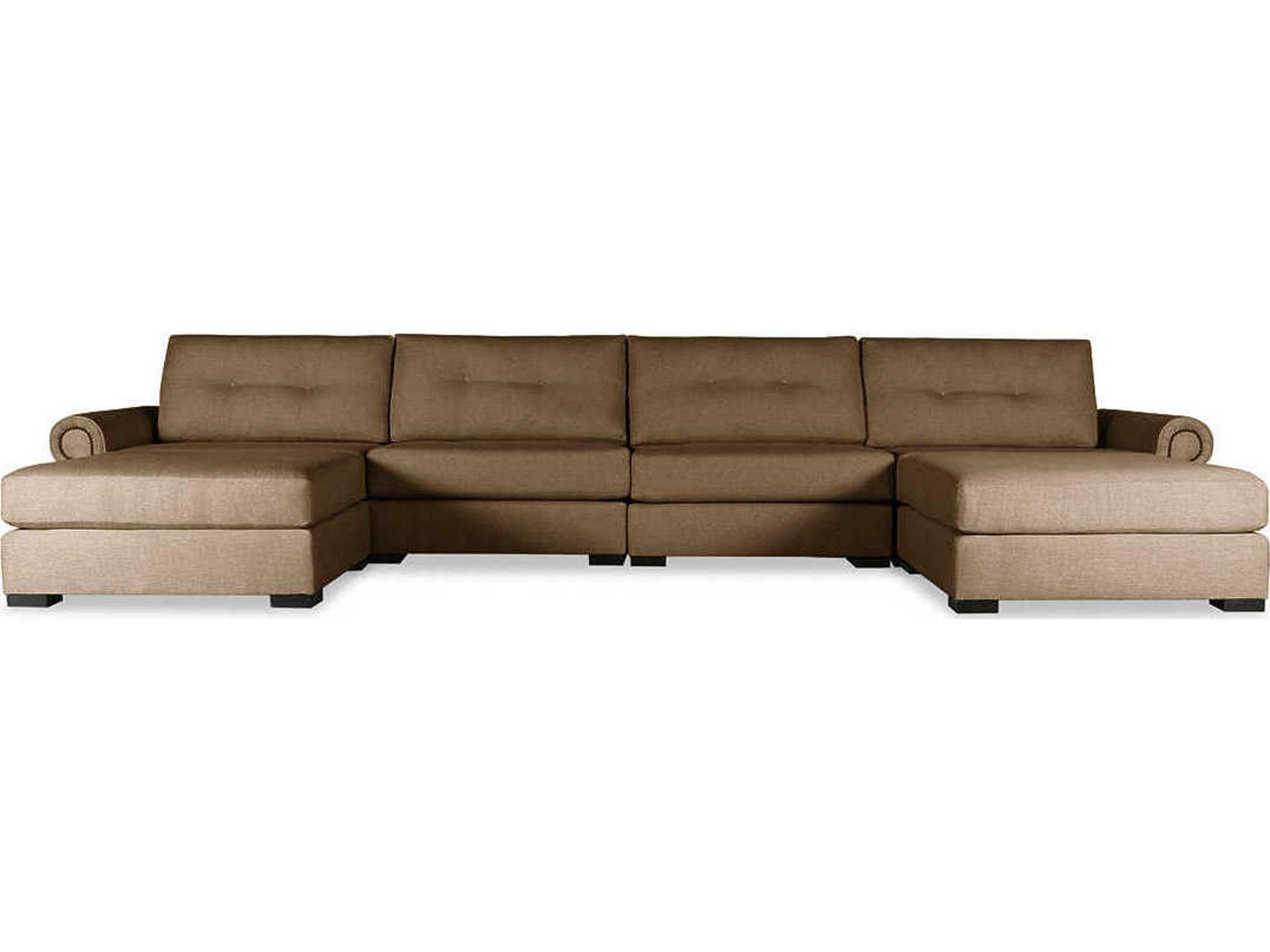 Nativa Interiors Sylviane Buttoned 6 - Pieces Upholstered Sectional Sofa with Double Ottoman